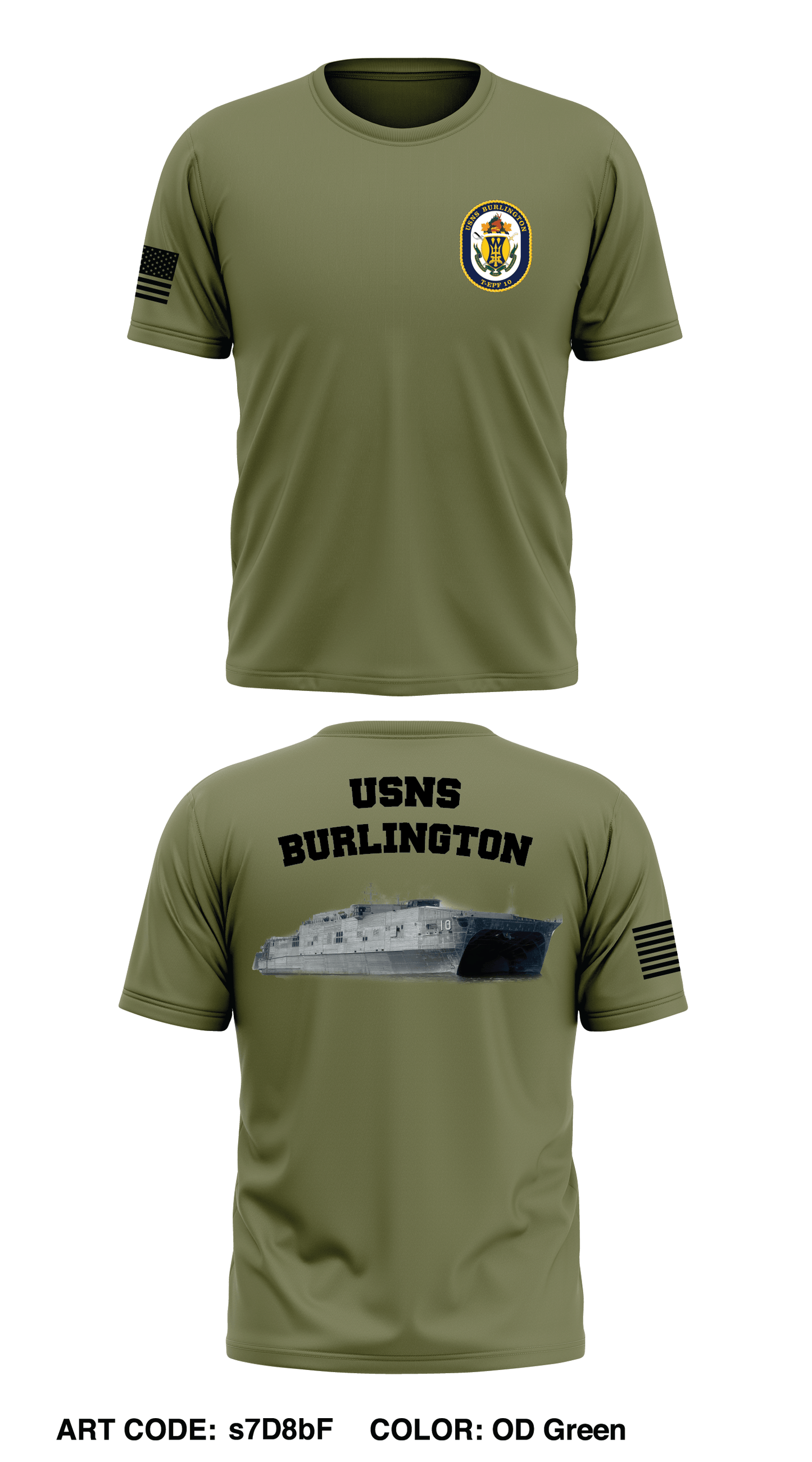 USNS Burlington Store 1 Core Men's SS Performance Tee - s7D8bF
