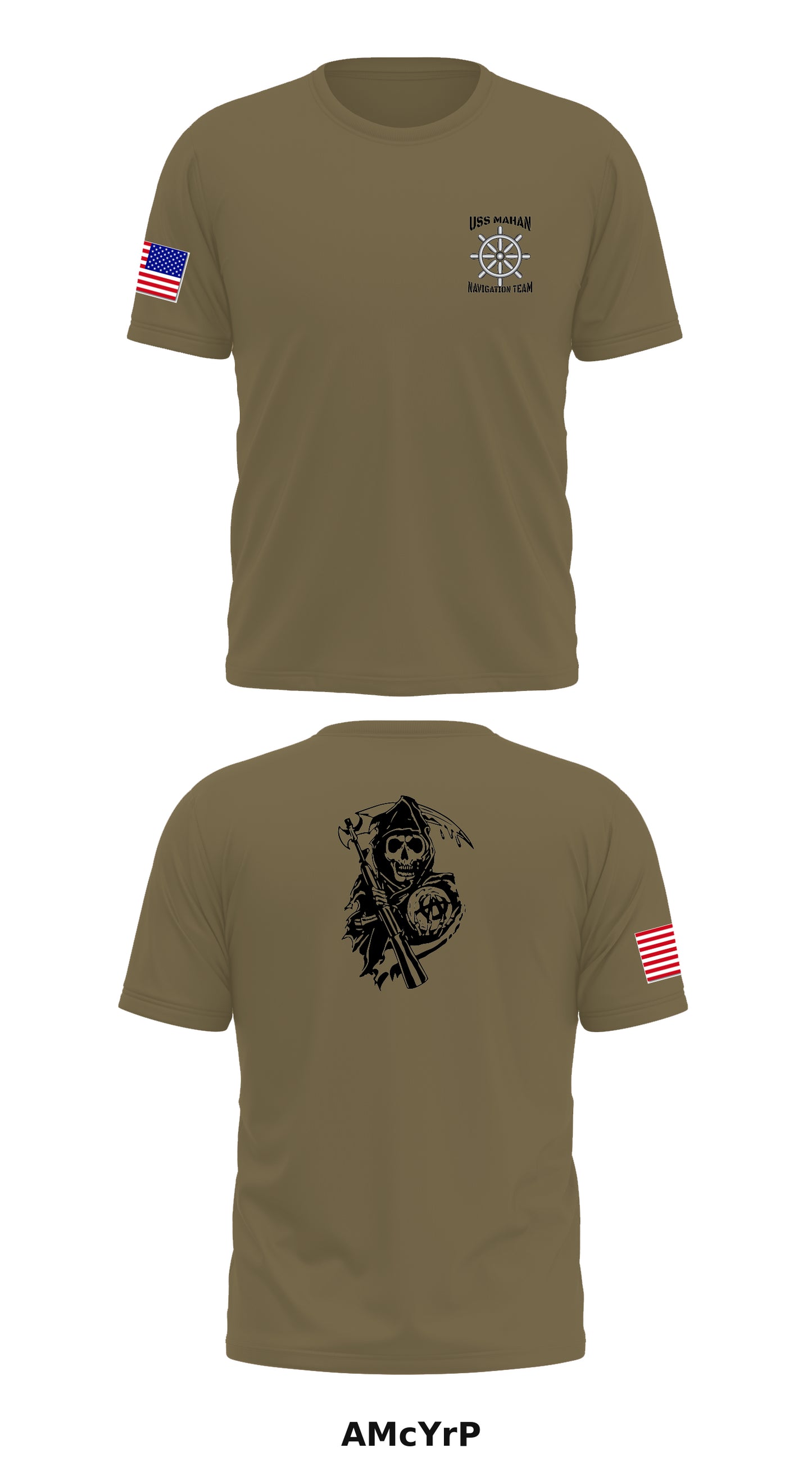 USS MAHAN Navigation Team Store 1 Core Men's SS Performance Tee - AMcYrP