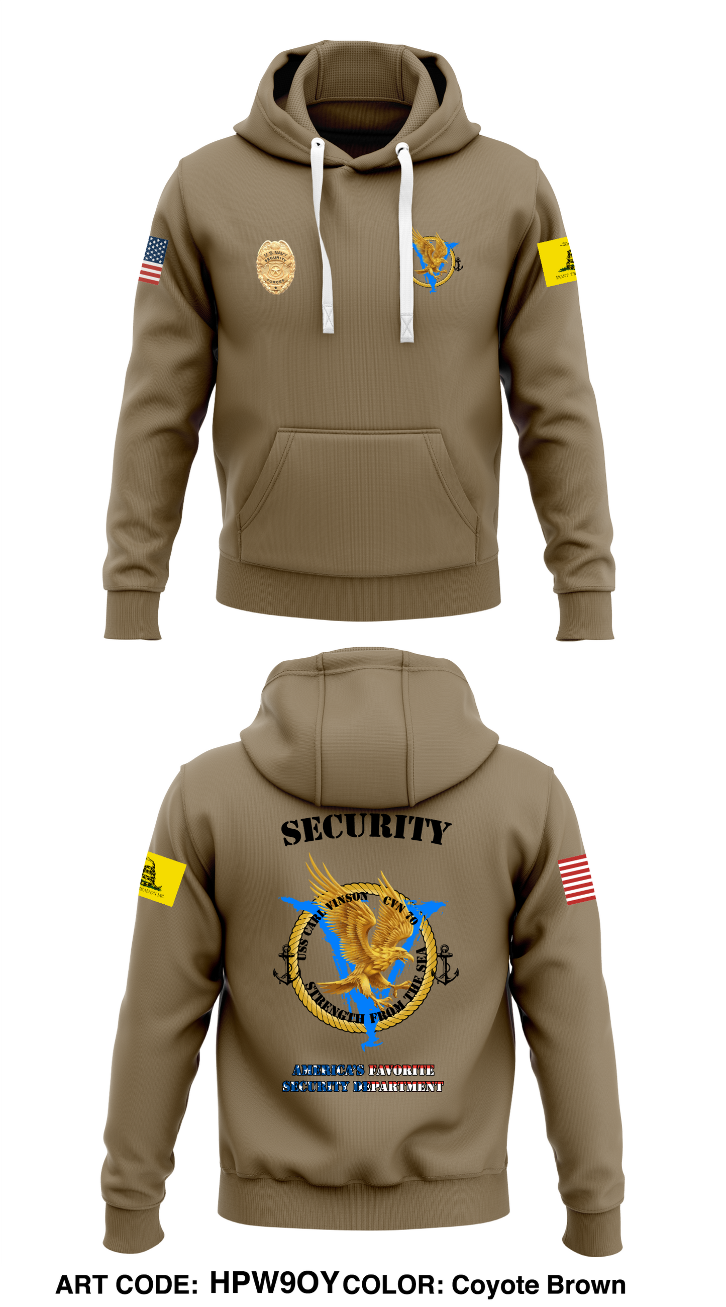 USS Carl Vinson Security Store 1  Core Men's Hooded Performance Sweatshirt - HPW9OY