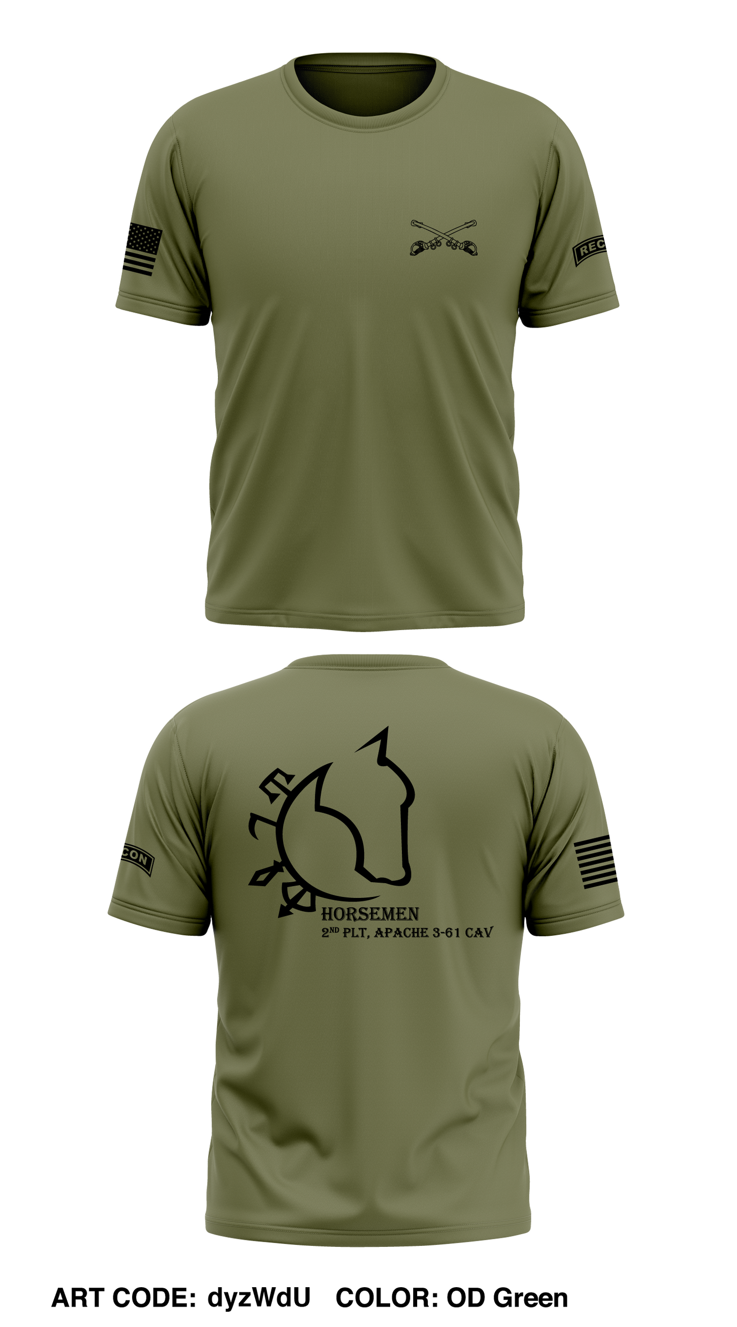 2nd PLT, A TRP, 3-61 CAV Store 1 Core Men's SS Performance Tee - dyzWdU