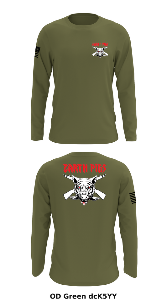 A Co. 2nd Plt Earth Pigs Store 1 Core Men's LS Performance Tee - dcK5YY