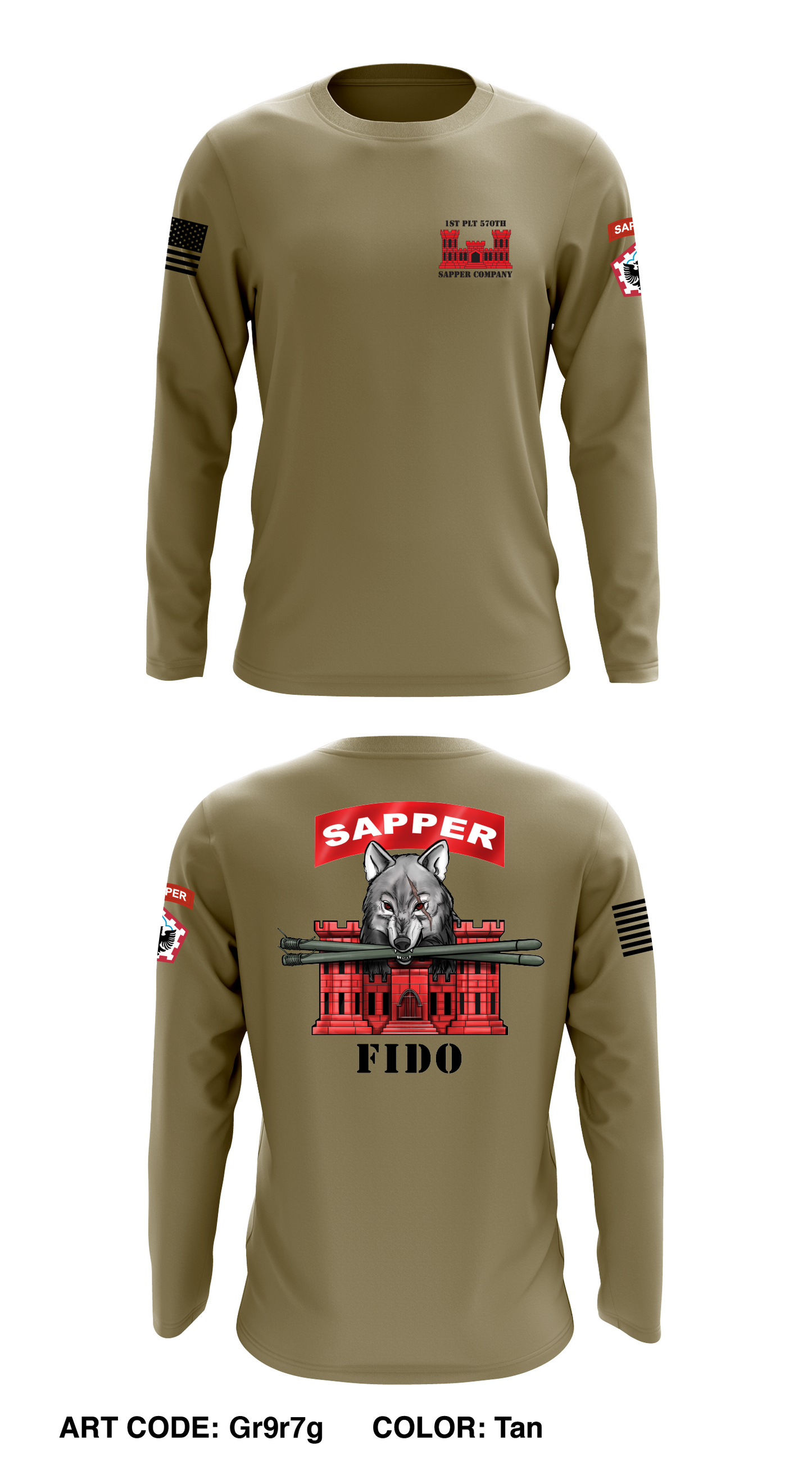 1st PLT 570th Sapper Company Store 1 Core Men's LS Performance Tee - Gr9r7g