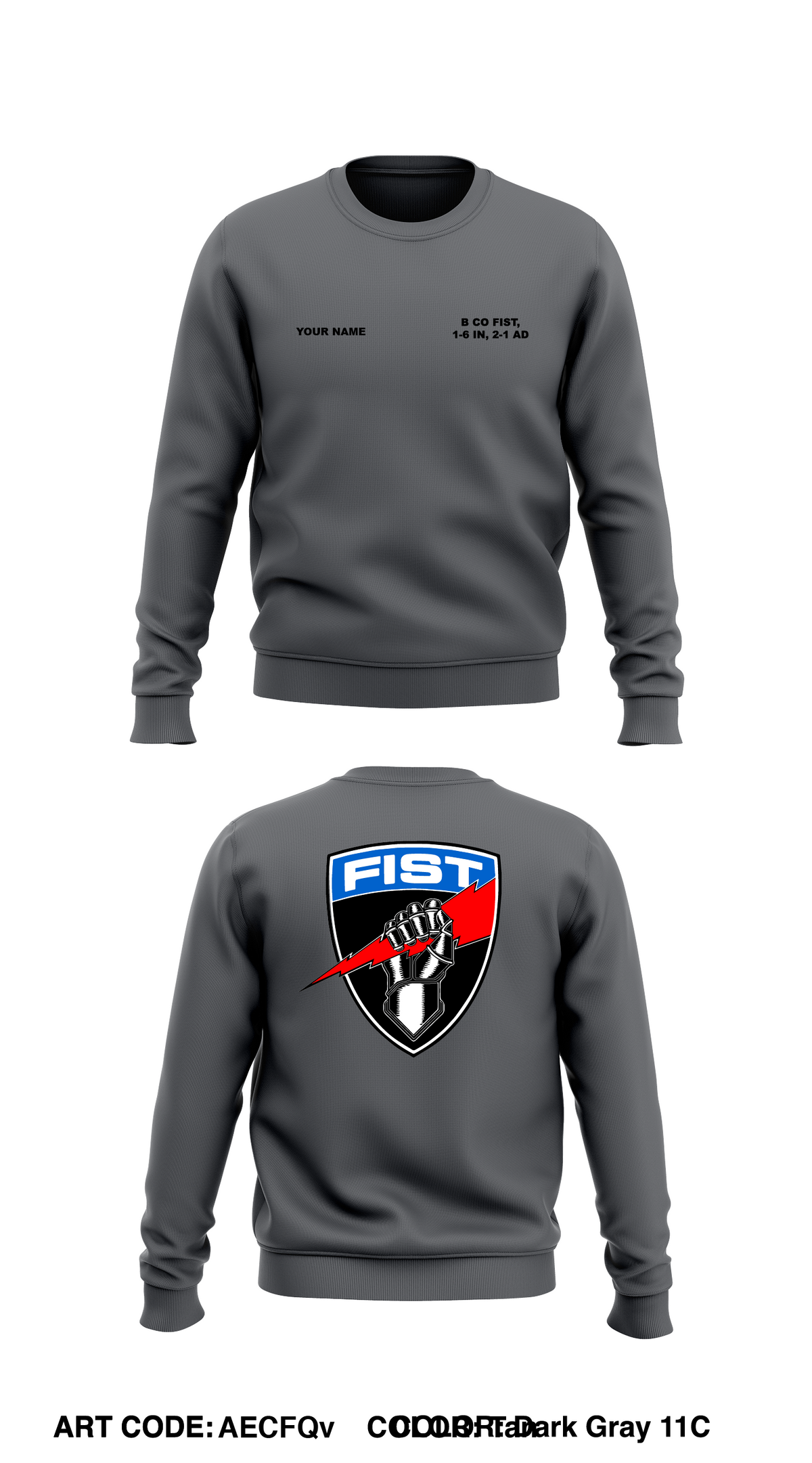 B Co FIST, 1-6 IN, 2-1 AD Store 1 Core Men's Crewneck Performance Sweatshirt - AECFQv