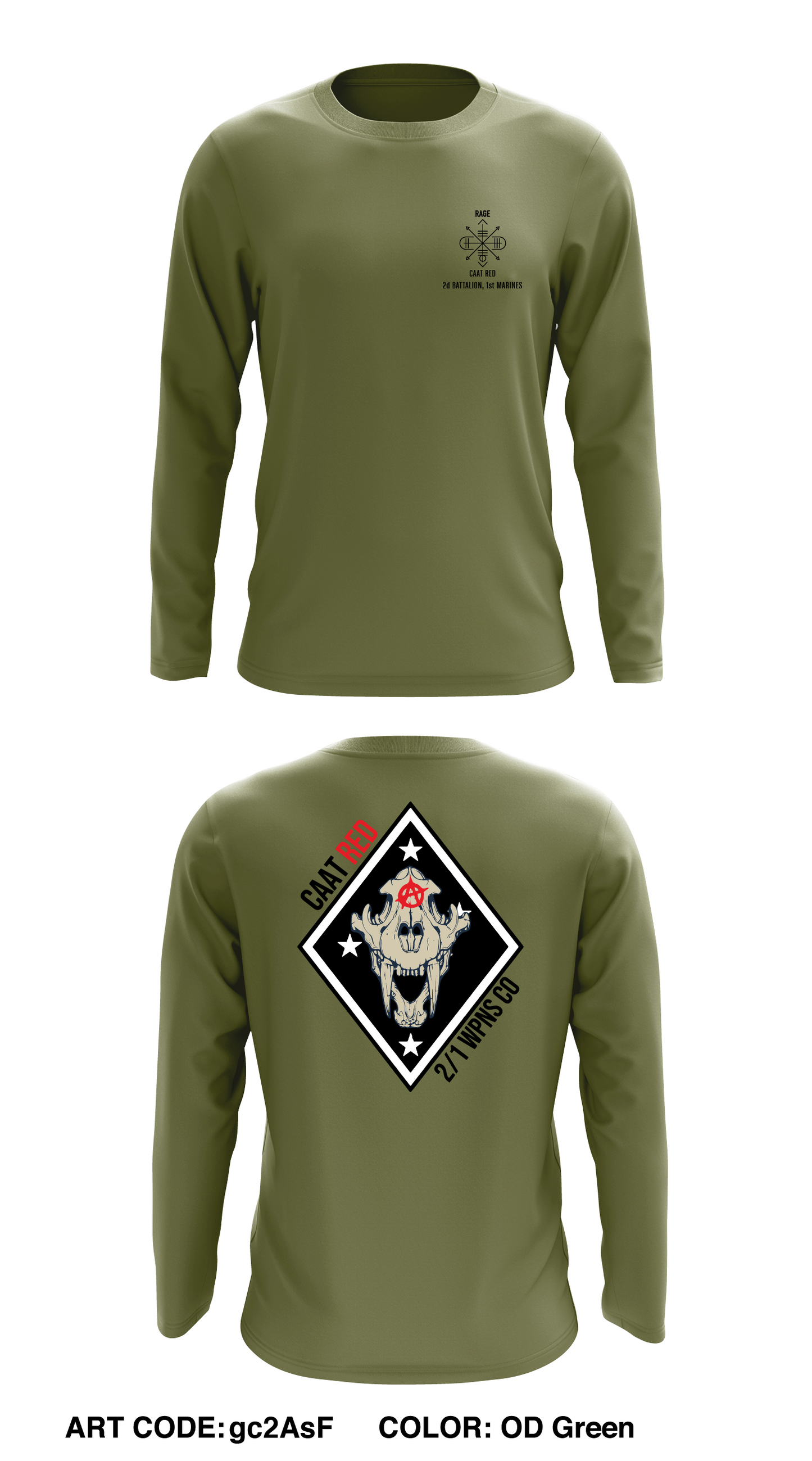 2/1 CAAT Red  Store 1 Core Men's LS Performance Tee - gc2AsF