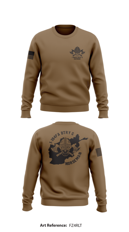 1-194FA BTRY C CARNAGE  Store 1 Core Men's Crewneck Performance Sweatshirt - fZ4rLT