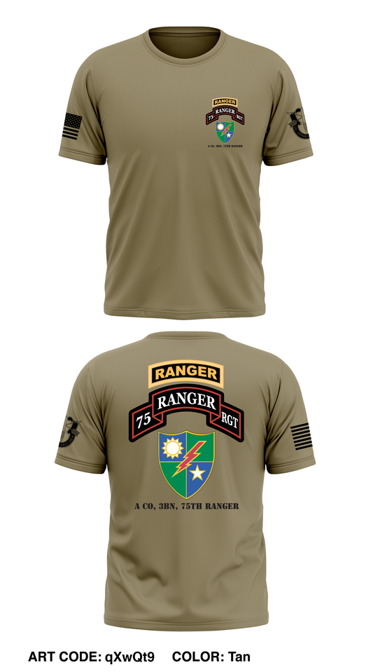 A Co, 3BN, 75th ranger Store 1 Core Men's SS Performance Tee - qXwQt9