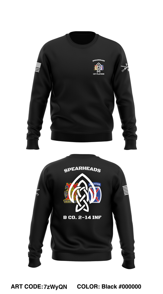 Spearheads 1st Plt B Co. 2-14 INF 10th Mountain Div Store 1 Core Men's Crewneck Performance Sweatshirt - 7zWyQN