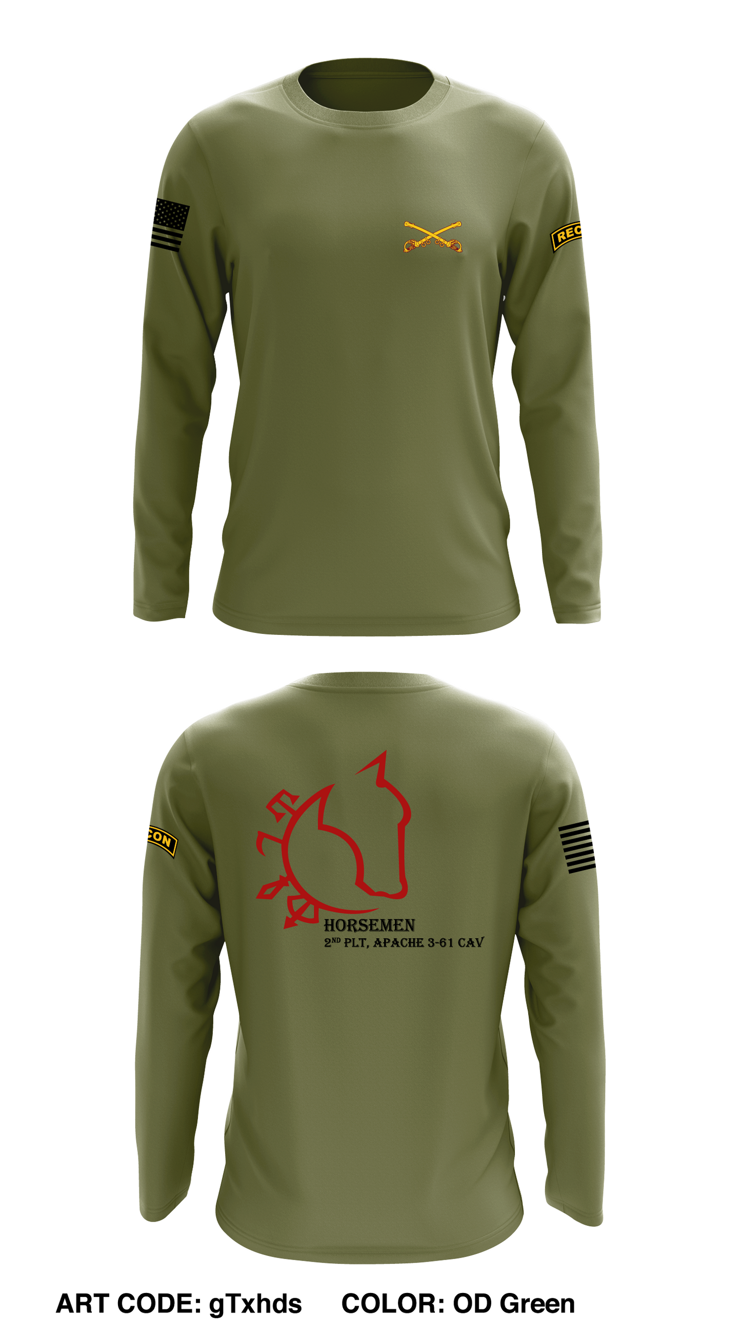 2nd PLT, A TRP, 3-61 CAV Store 1 Core Men's LS Performance Tee - gTxhds