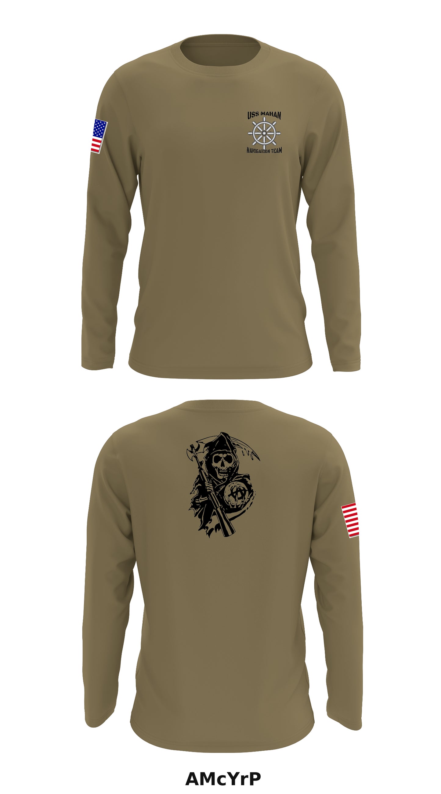 USS MAHAN Navigation Team Store 1 Core Men's LS Performance Tee - AMcYrP