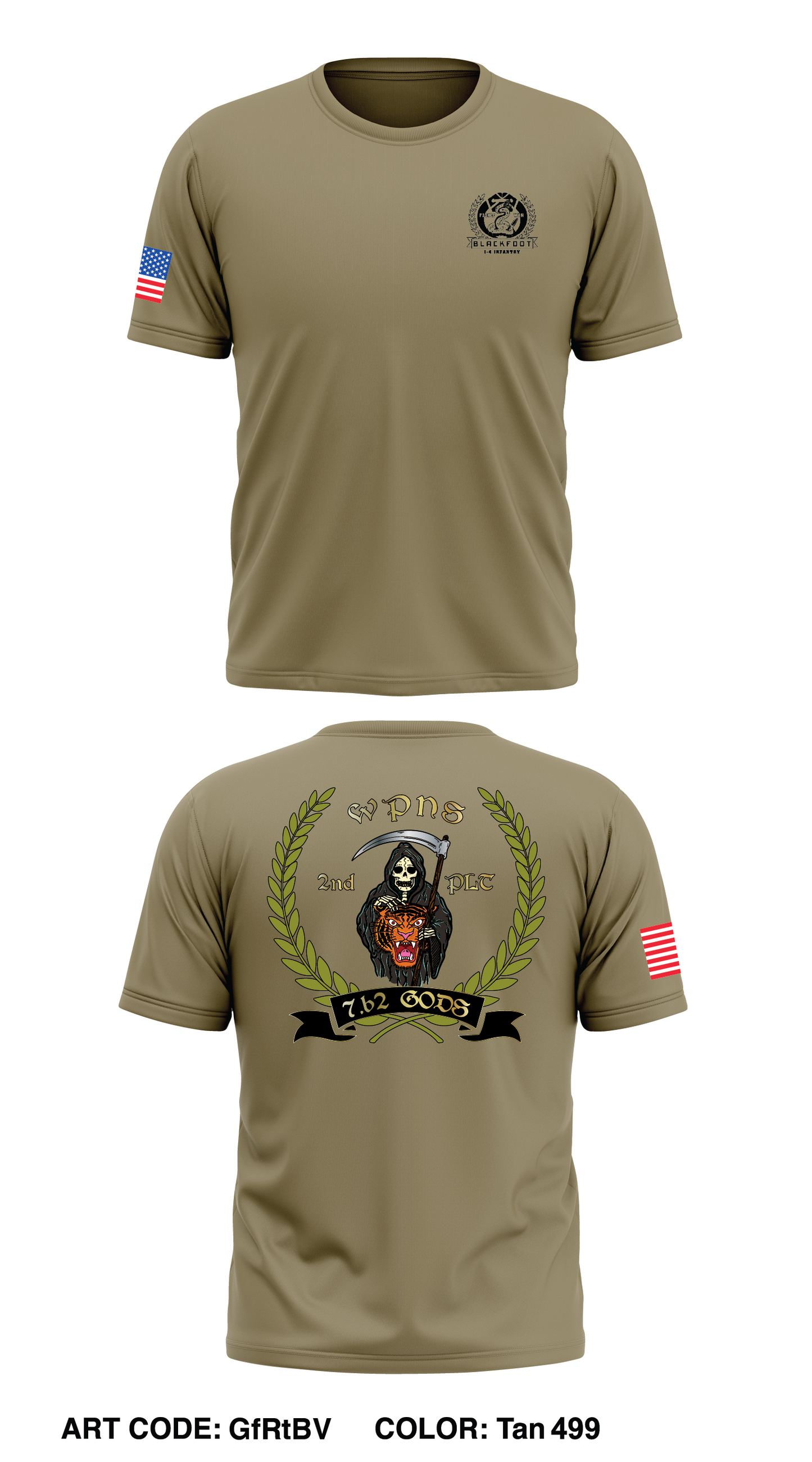 1-4 INFANTRY BLACKFOOT  Store 1 Core Men's SS Performance Tee - GfRtBV