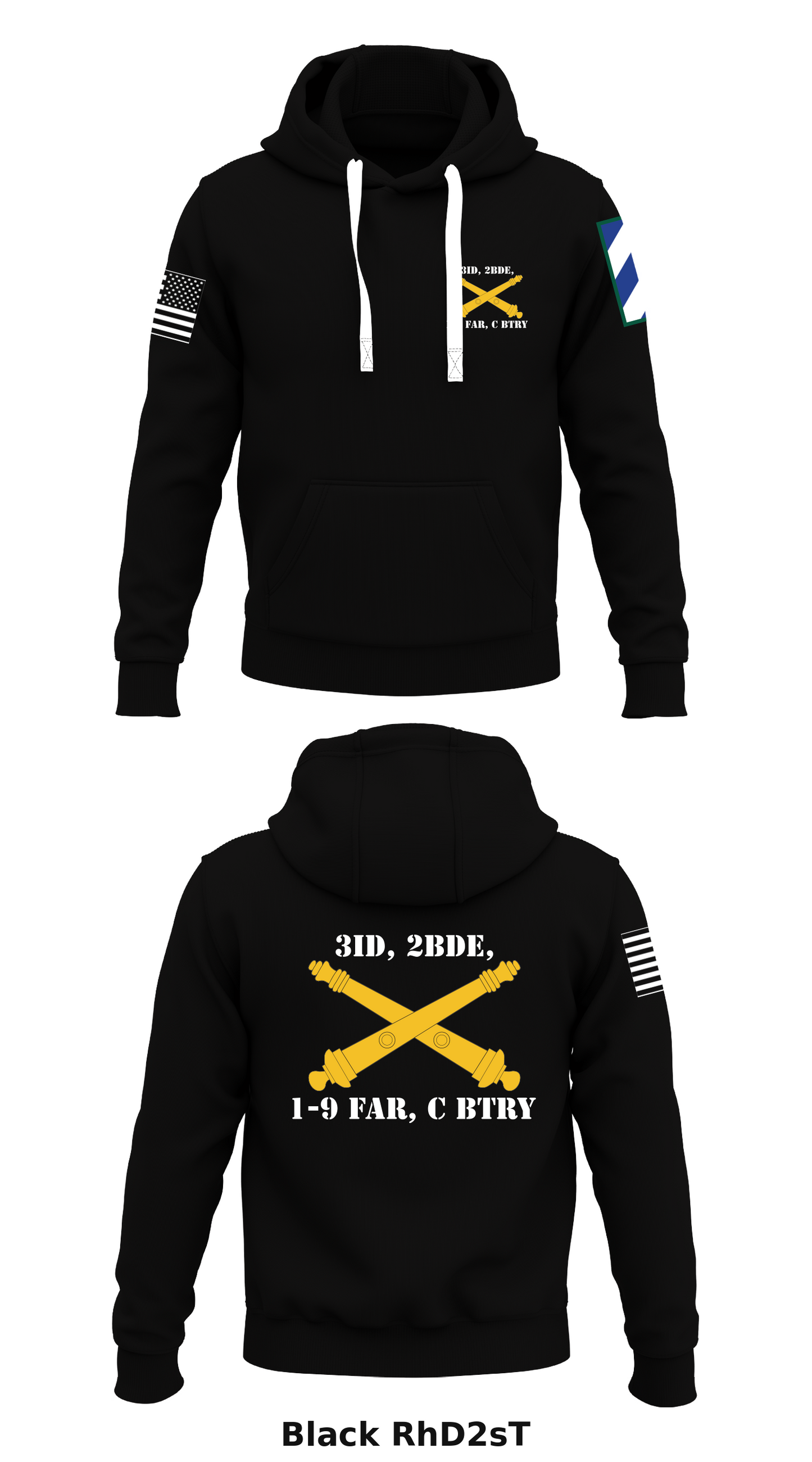 3ID, 2BDE, 1-9 FAR, C BTRY  Store 1  Core Men's Hooded Performance Sweatshirt - RhD2sT