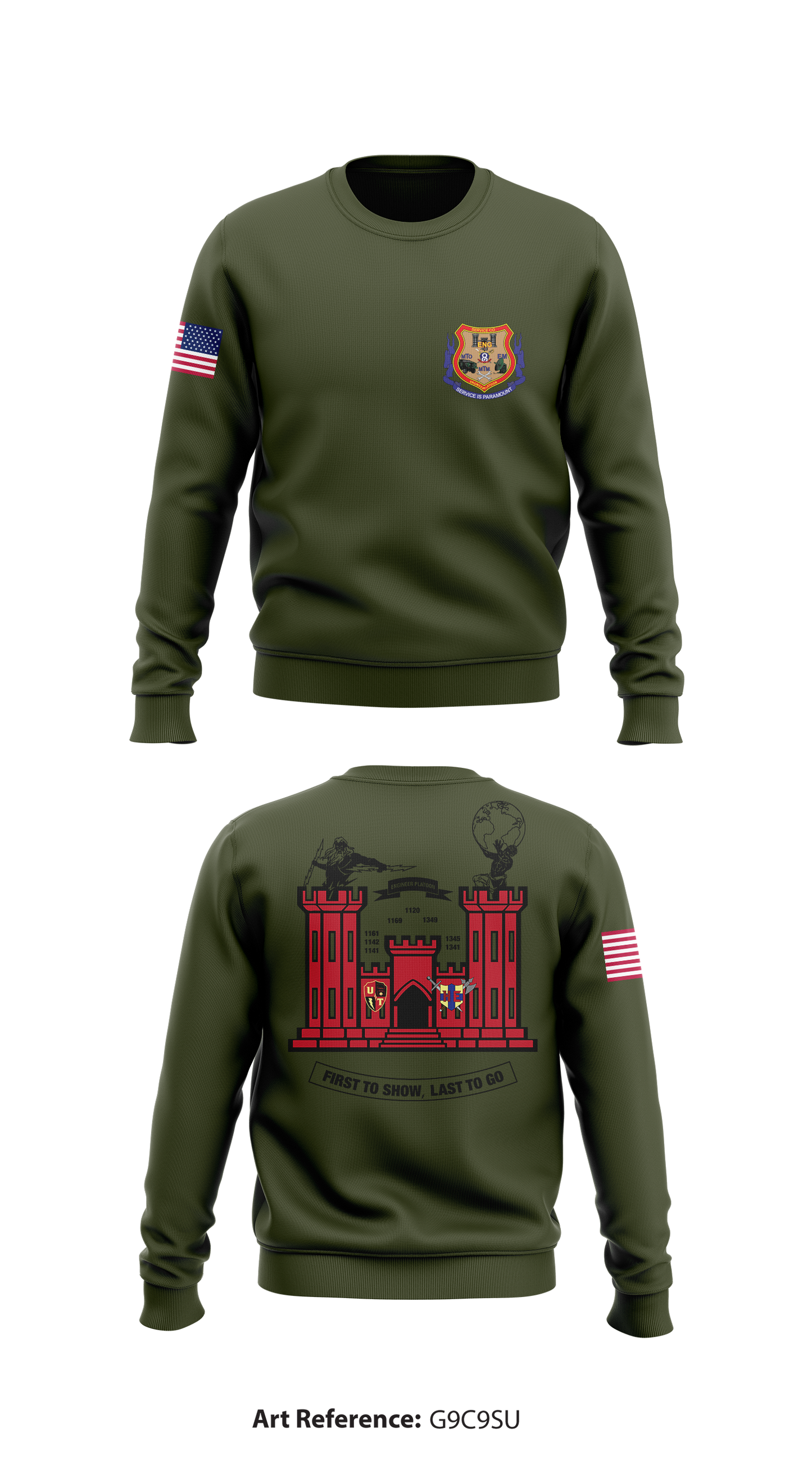 Engineer Platoon Store 1 Core Men's Crewneck Performance Sweatshirt - g9c9su