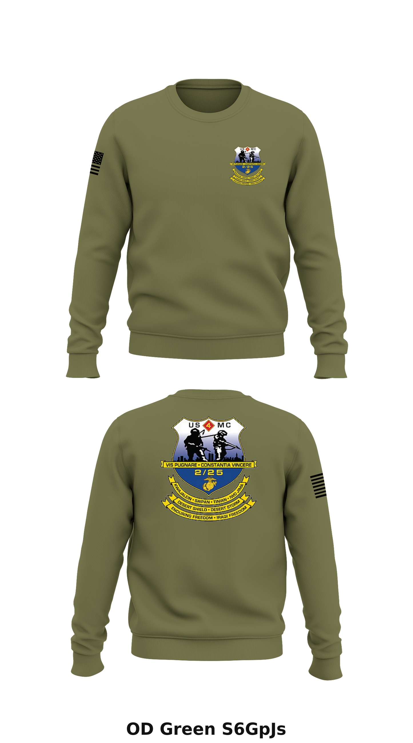 2 BN, 25th Marines Store 1 Core Men's Crewneck Performance Sweatshirt - S6GpJs