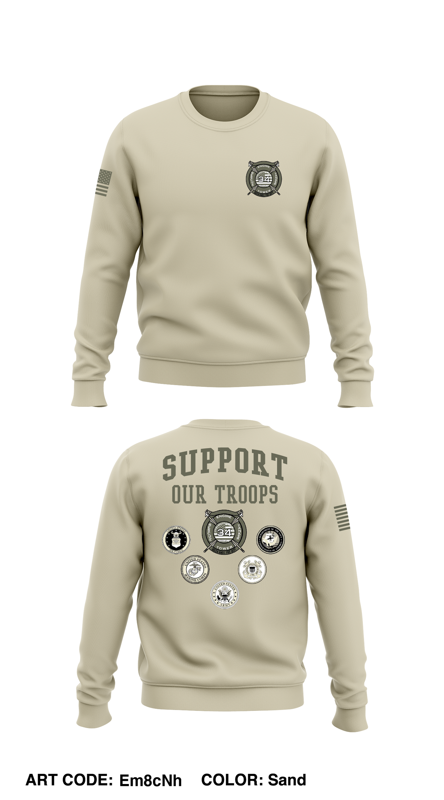 Green Knoll Fire Department Store 1 Core Men's Crewneck Performance Sweatshirt - Em8cNh
