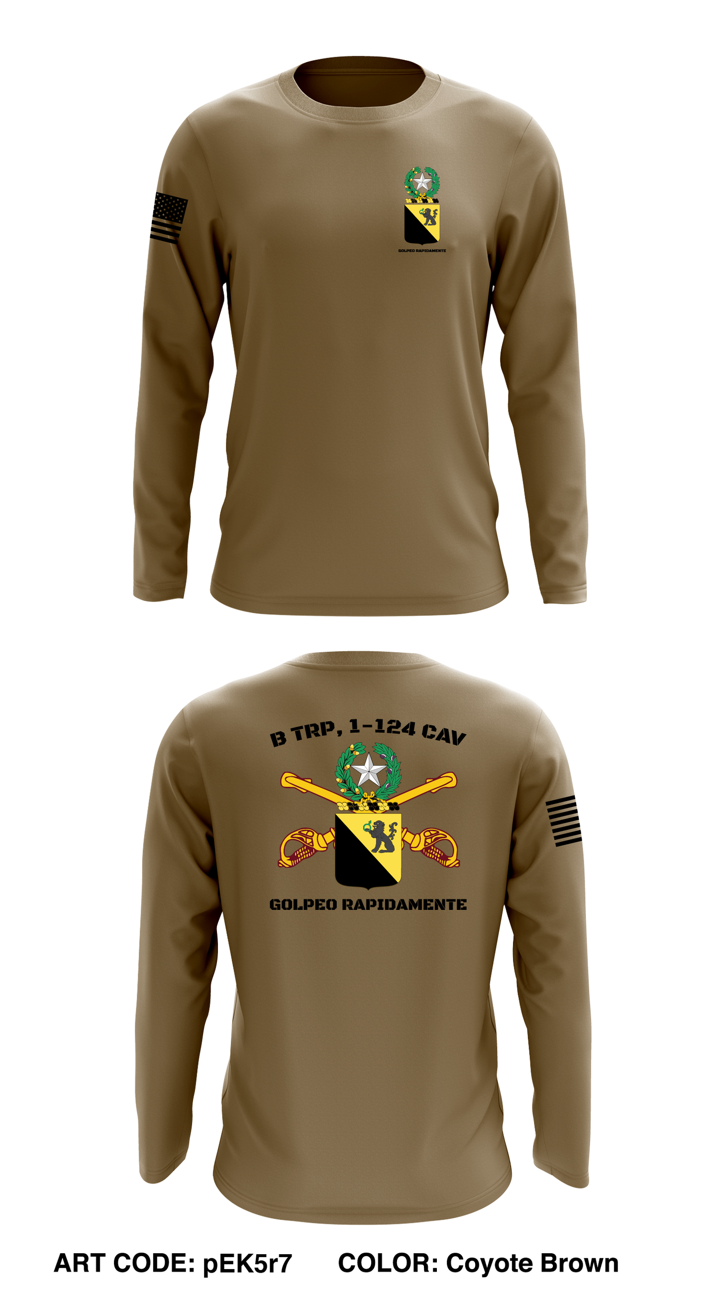 B Trp, 1-124 Cav Store 1 Core Men's LS Performance Tee - pEK5r7