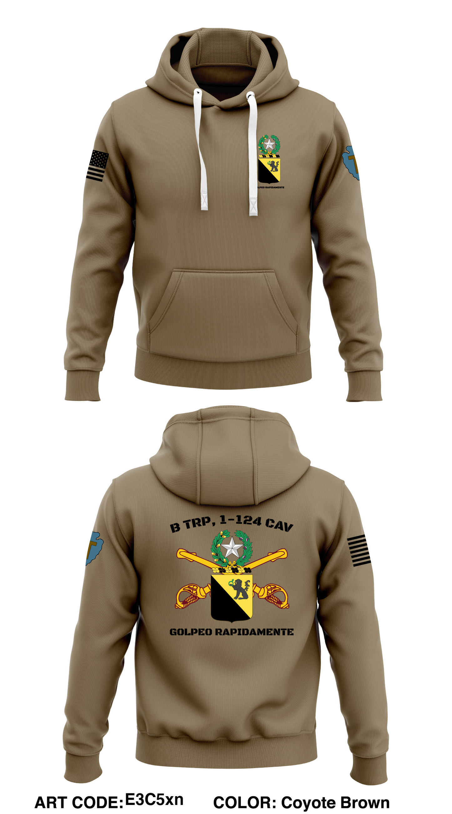 B Trp, 1-124 Cav Store 1  Core Men's Hooded Performance Sweatshirt - E3C5xn