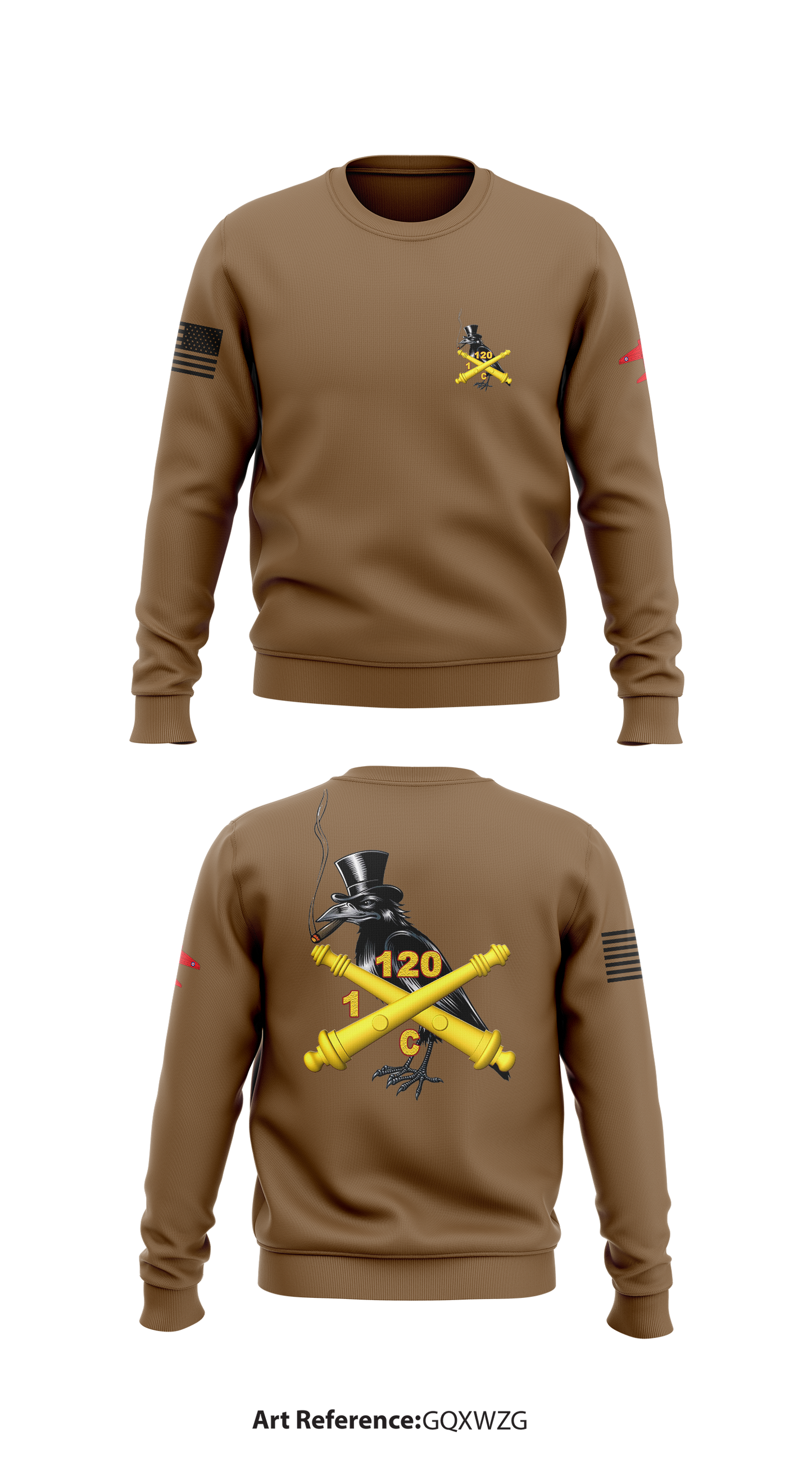 C BTRY 1-120th FA Store 1 Core Men's Crewneck Performance Sweatshirt - GQXWzG