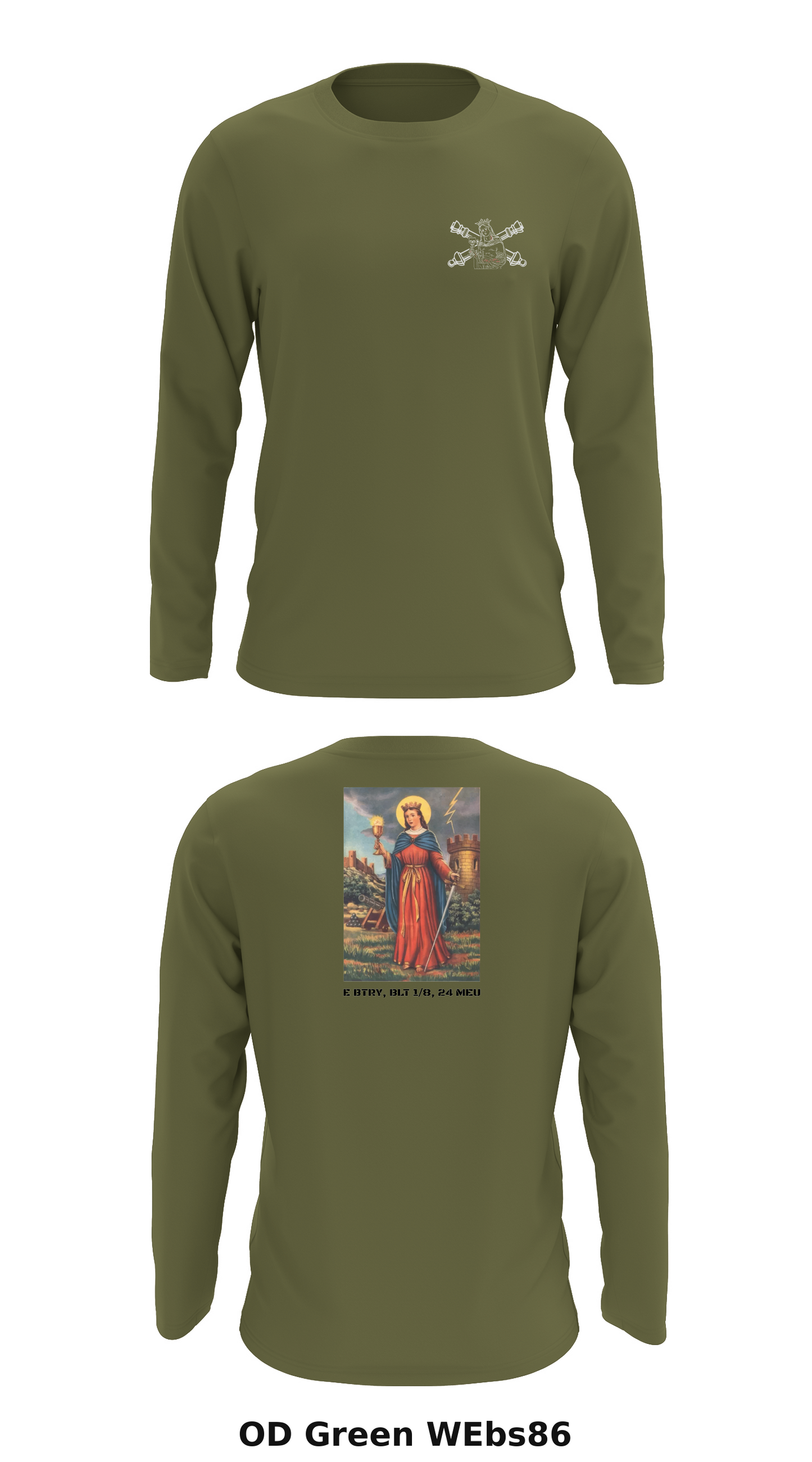 E Btry, BLT 1/8, 24 MEU Store 1 Core Men's LS Performance Tee - WEbs86