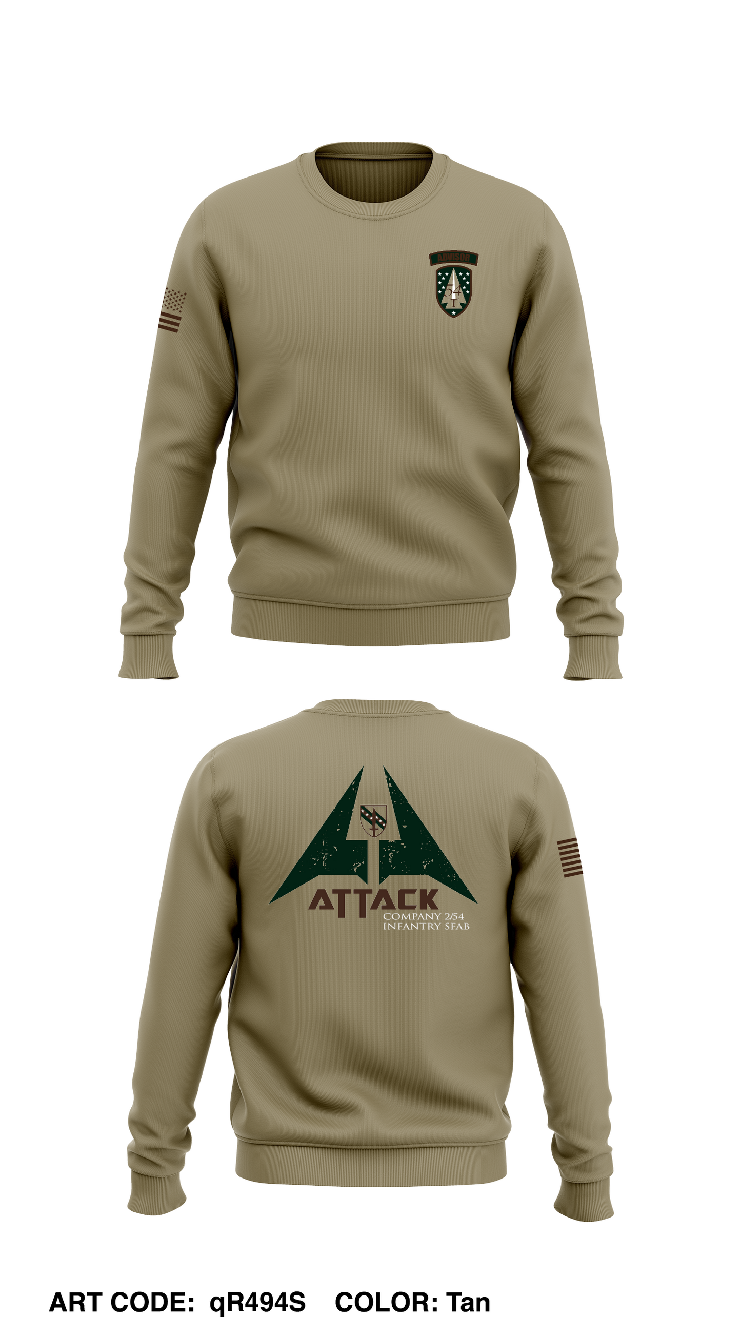A Co 2/54 SFAB IN Store 1 Core Men's Crewneck Performance Sweatshirt - qR494S