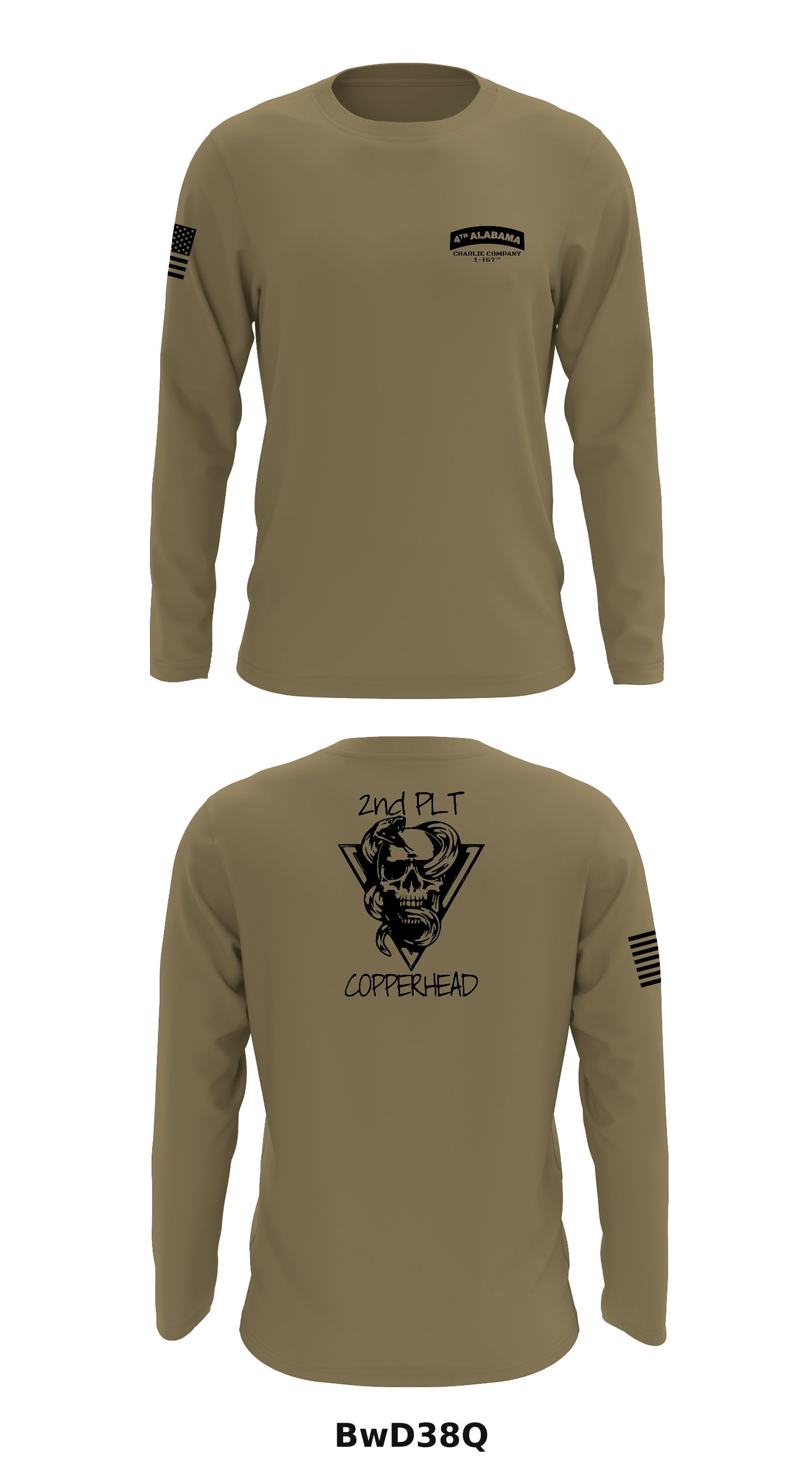 C Co 1-167th Store 1  - Tan 499 Core Men's LS Performance Tee - BwD38Q