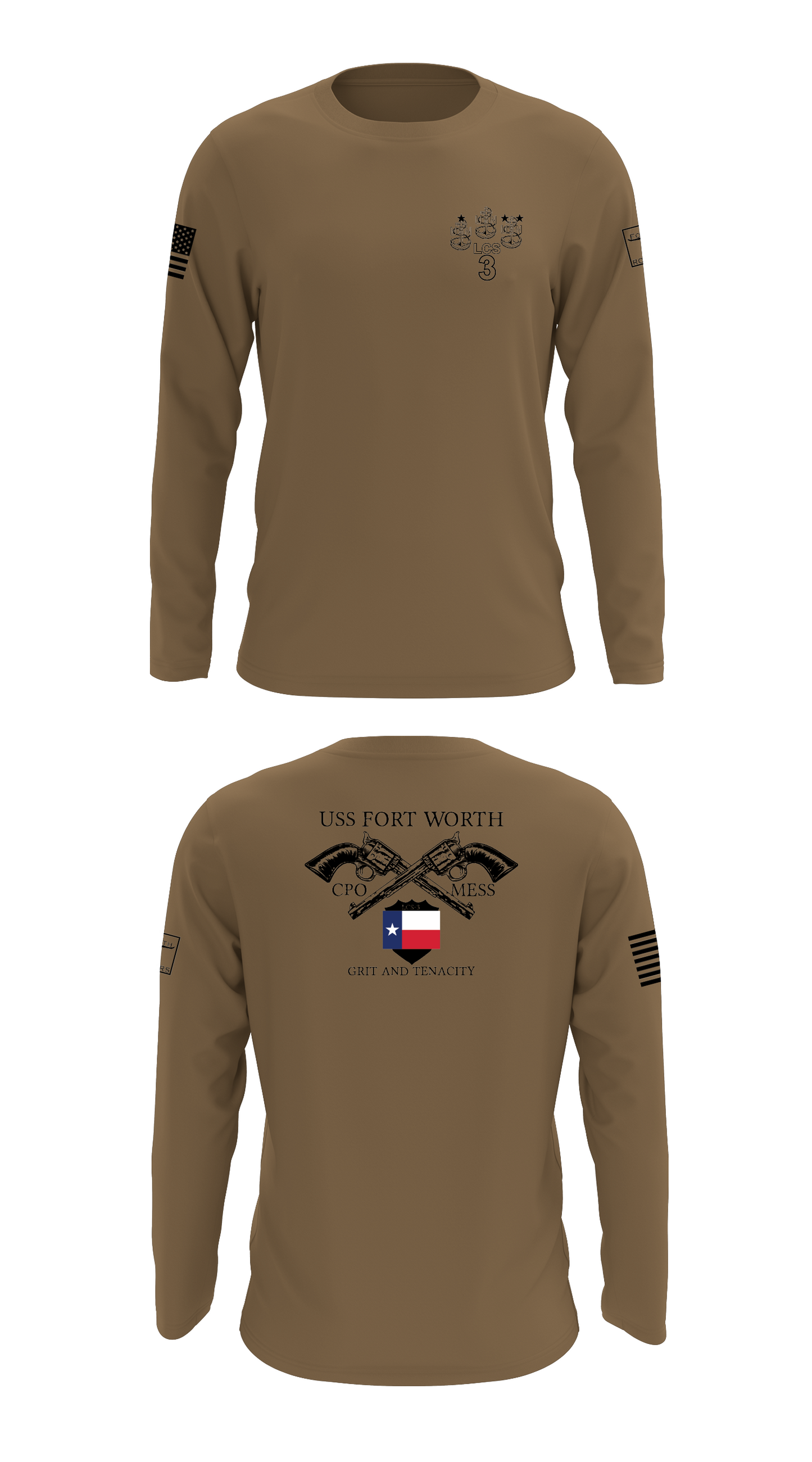 Uss Fort Worth CPO Mess  Store 1 Core Men's LS Performance Tee - 89080007054