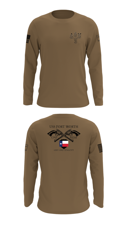 Uss Fort Worth CPO Mess  Store 1 Core Men's LS Performance Tee - 89080007054