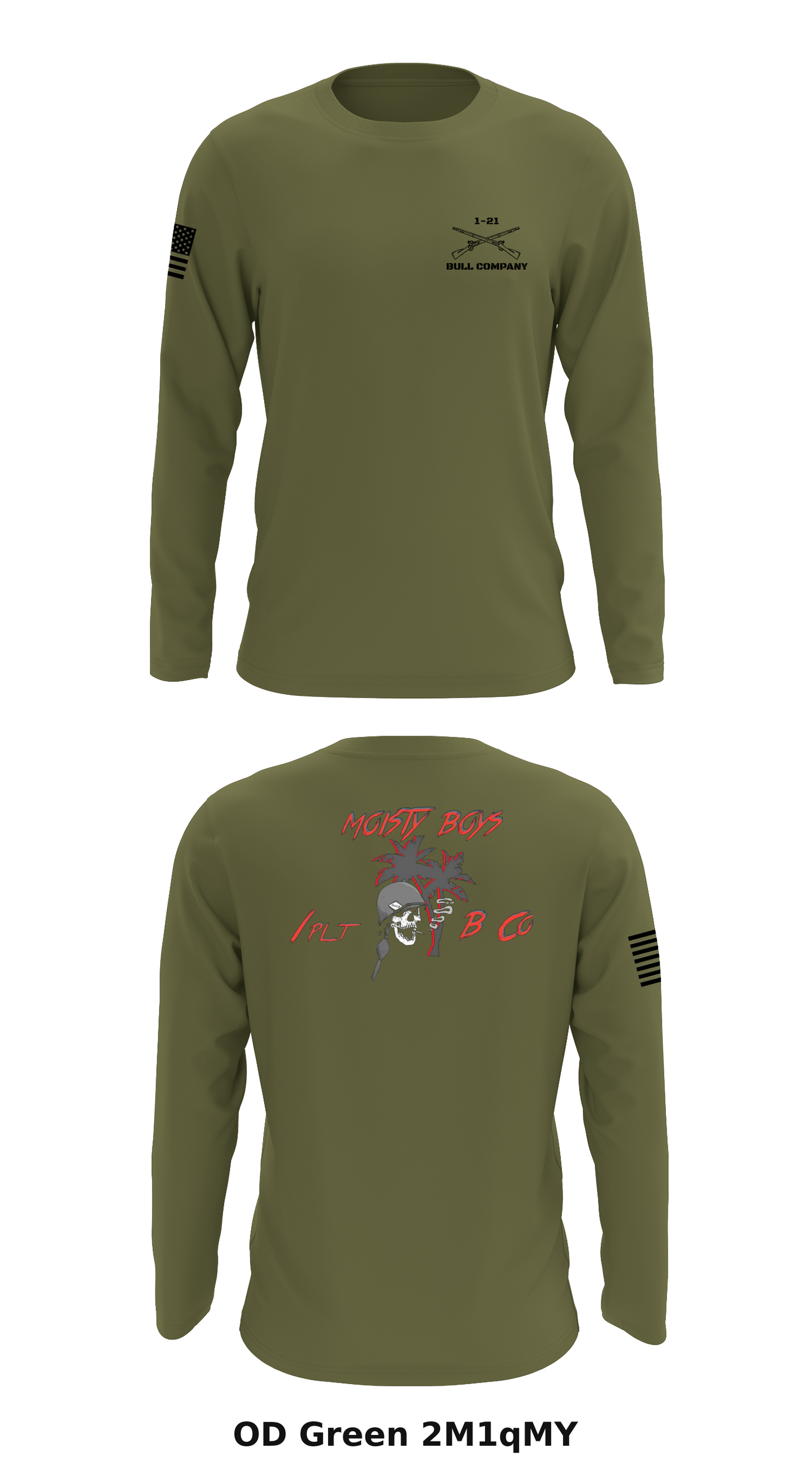 Bull Company, 1-21 IN, 2SBCT, 25ID Store 1 Core Men's LS Performance Tee - 2M1qMY