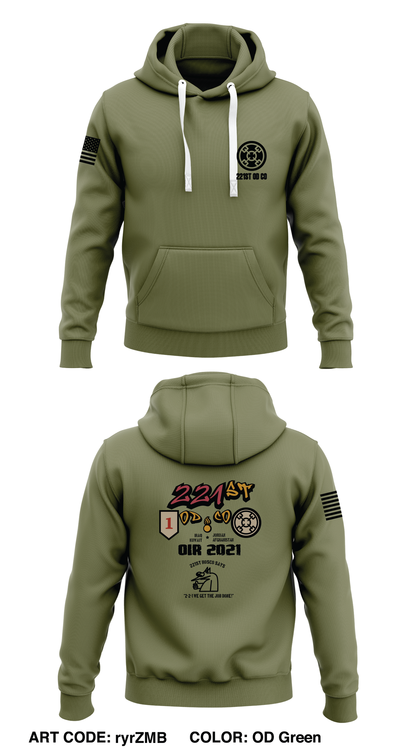 221st OD Co Store 1  Core Men's Hooded Performance Sweatshirt - ryrZMB