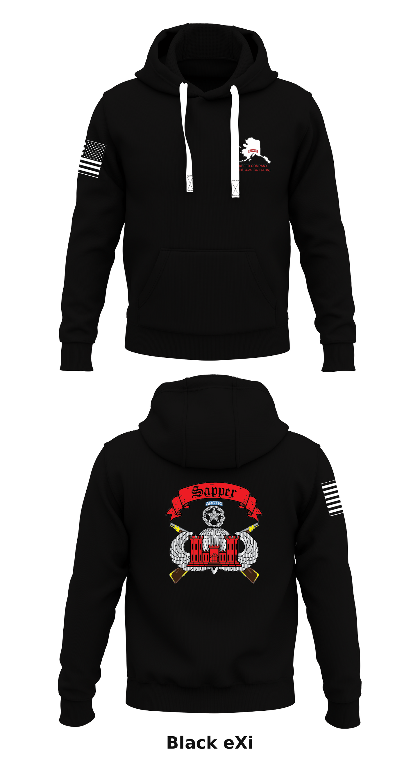 Sapper Company, 6th BEB, 4-25 IBCT (ABN) Store 2  Core Men's Hooded Performance Sweatshirt - eXi