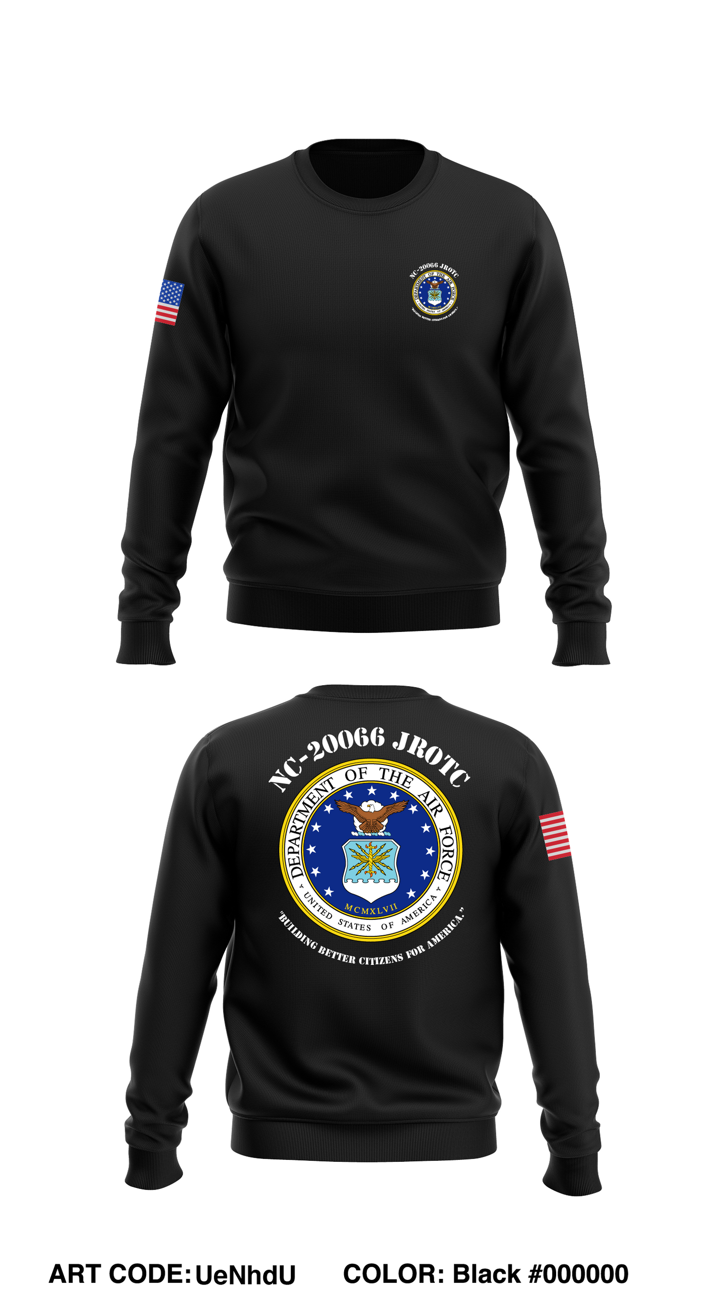 NC-20066 JROTC Store 1 Core Men's Crewneck Performance Sweatshirt - UeNhdU