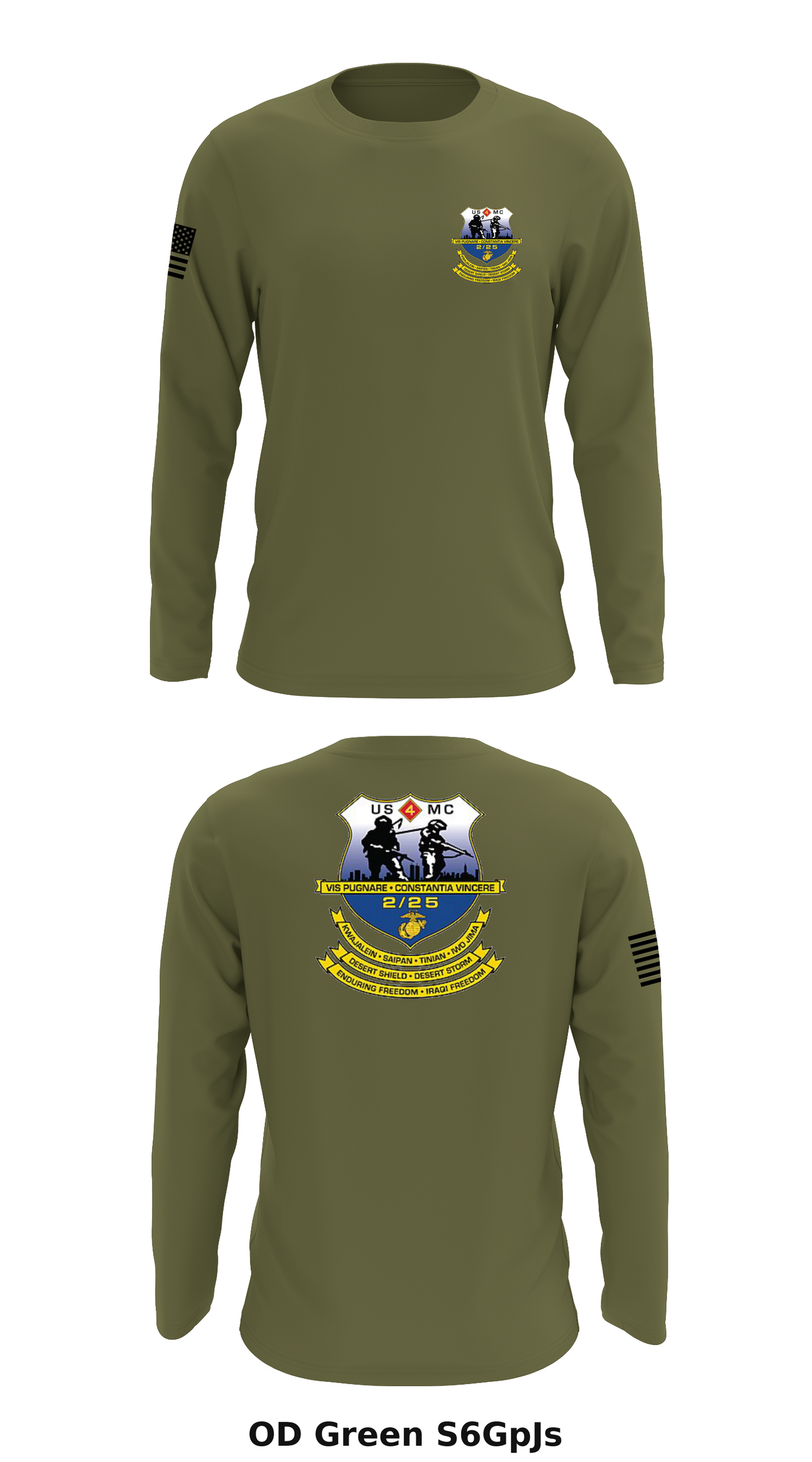 2 BN, 25th Marines Store 1 Core Men's LS Performance Tee - S6GpJs