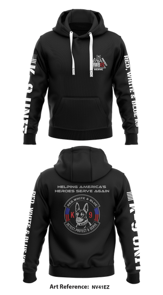 RWBK9 RED, WHITE & BLUE K9 Store 1 Core Men's Hooded