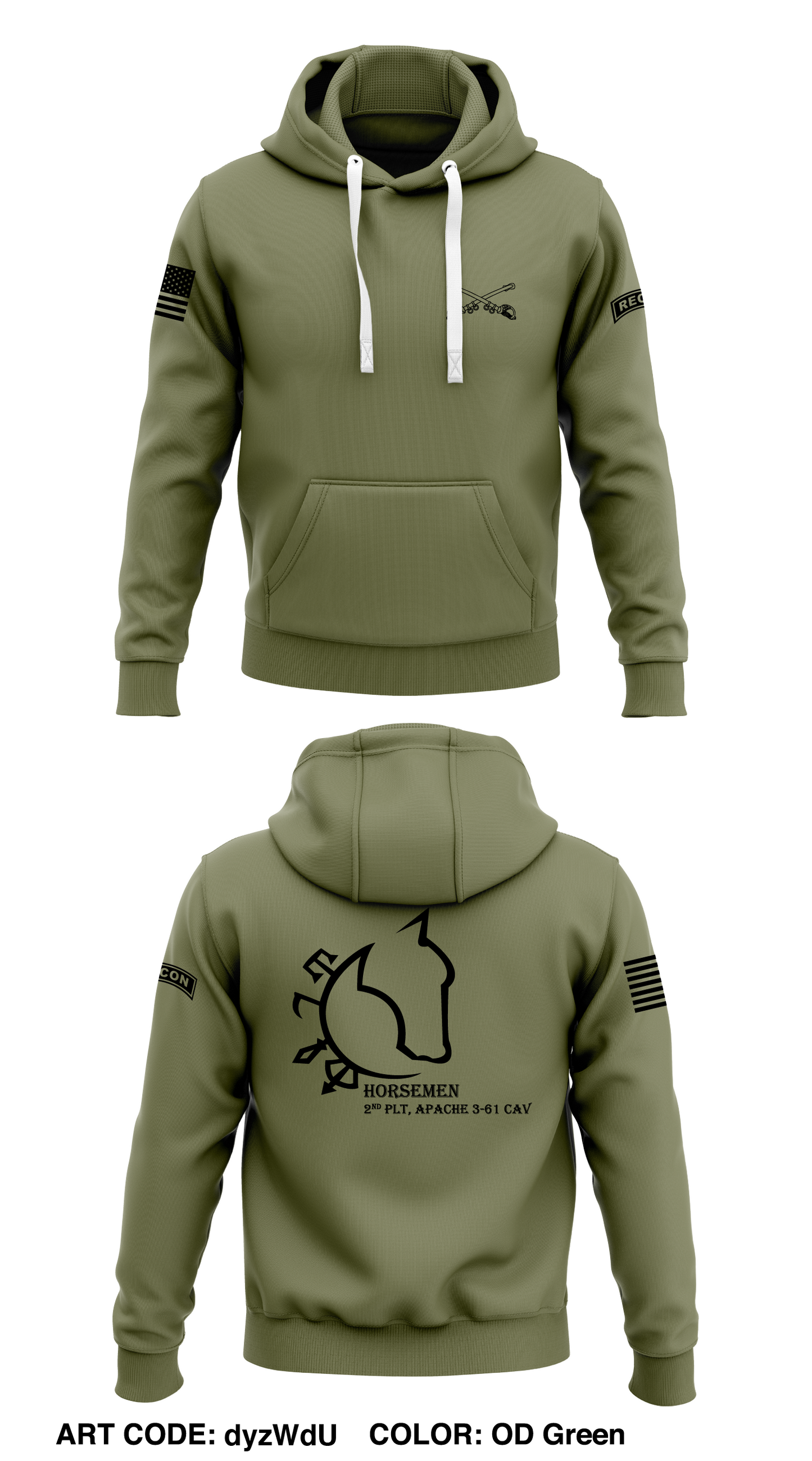 2nd PLT, A TRP, 3-61 CAV Store 1  Core Men's Hooded Performance Sweatshirt - dyzWdU