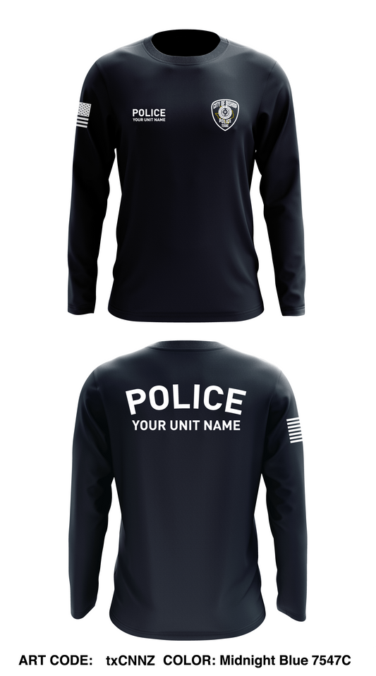 City of Bishop Police Department Store 1 Core Men's LS Performance Tee - txCNNZ