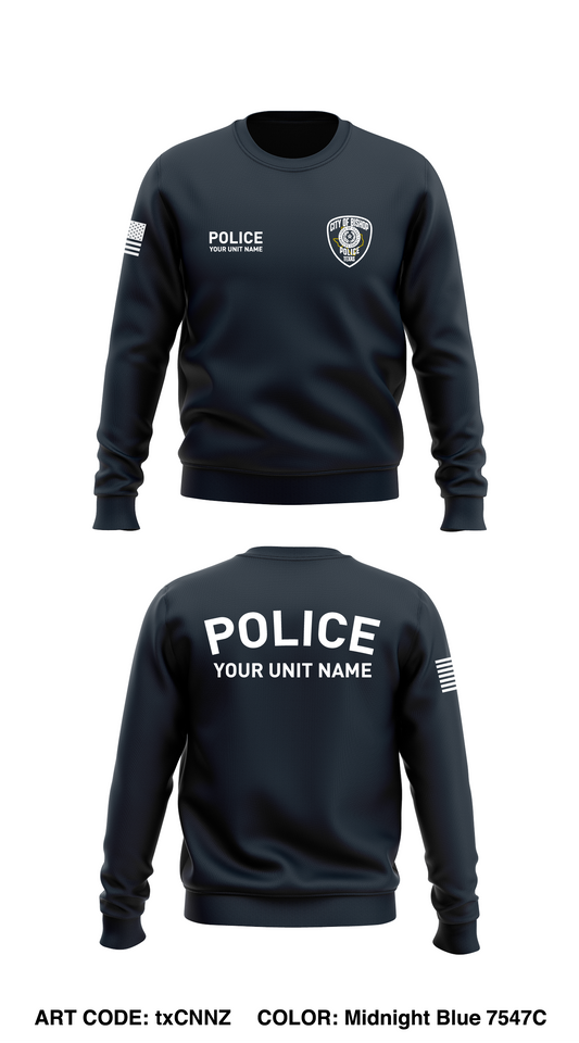 City of Bishop Police Department Store 1 Core Men's Crewneck Performance Sweatshirt - txCNNZ