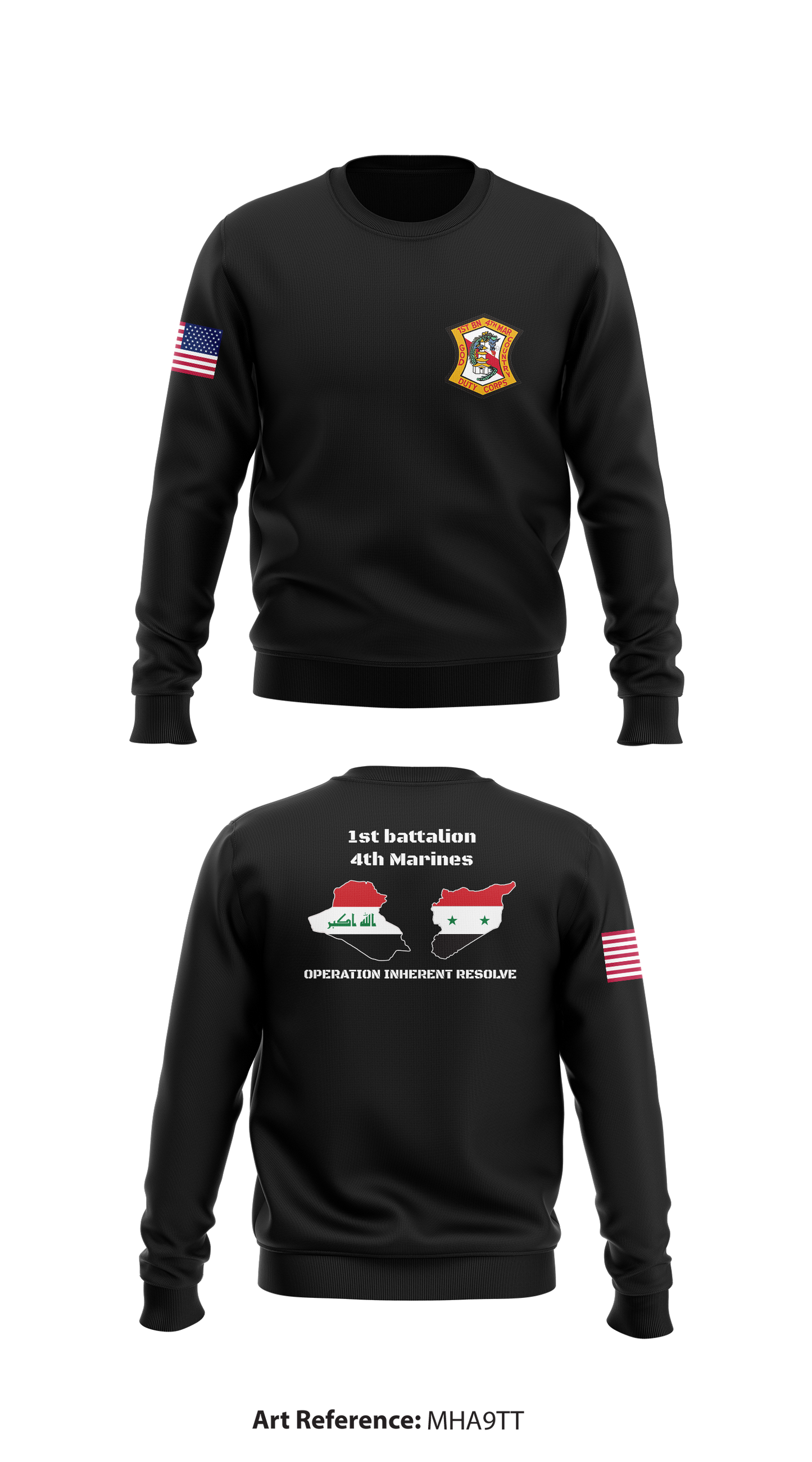 1st battalion 4th Marines Store 1 Core Men's Crewneck Performance Sweatshirt - Mha9Tt