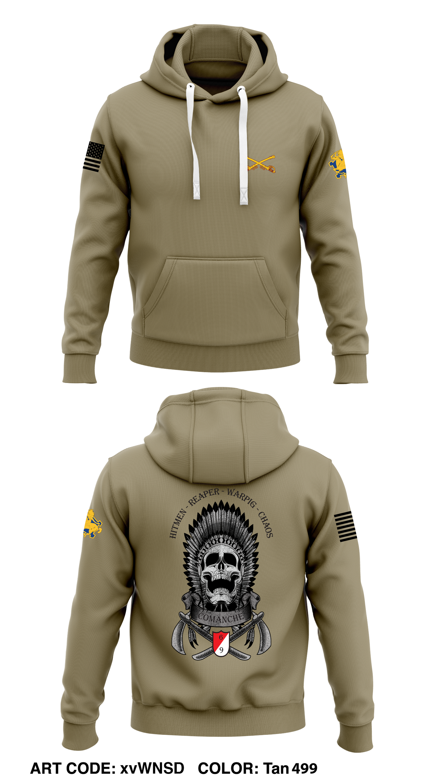 C TRP, 6-9 CAV 3ABCT, 1CD Store 1  Core Men's Hooded Performance Sweatshirt - xvWNSD