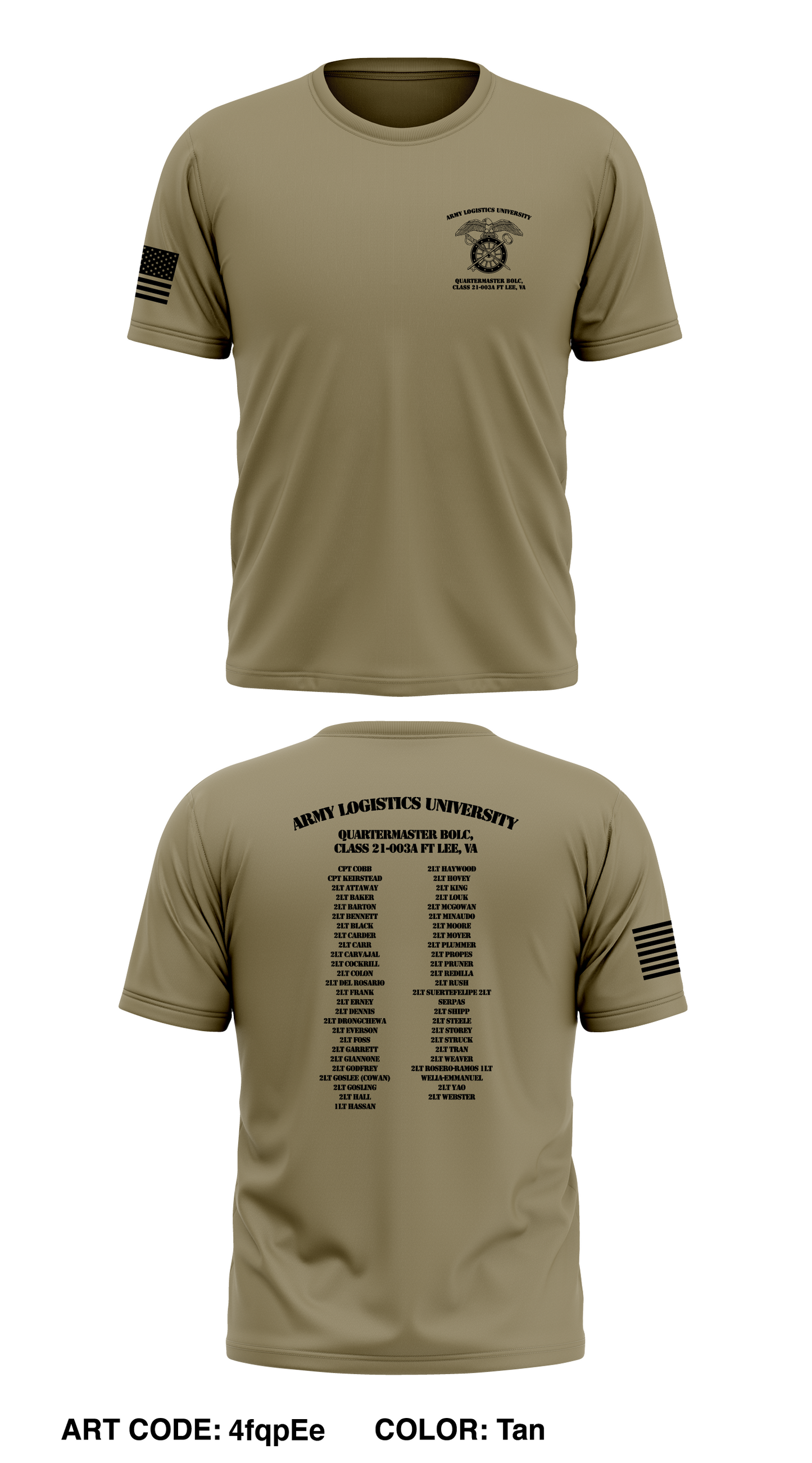 Army Logistics University - Quartermaster BOLC, Class 21-003A FT Lee, VA Store 1  Core Men's SS Performance Tee - 4fqpEe