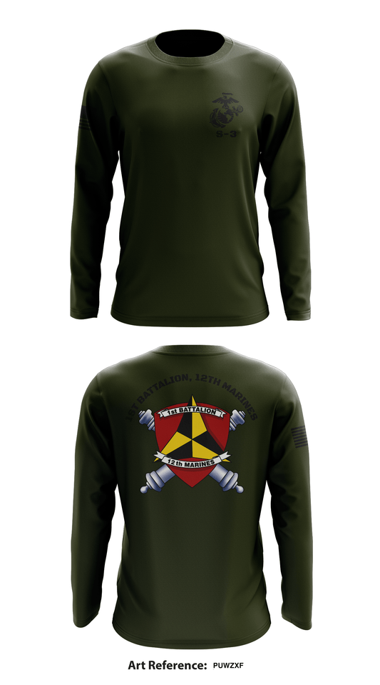 1st Battalion, 12th Marines Store 1 Core Men's LS Performance Tee - pUwzXF