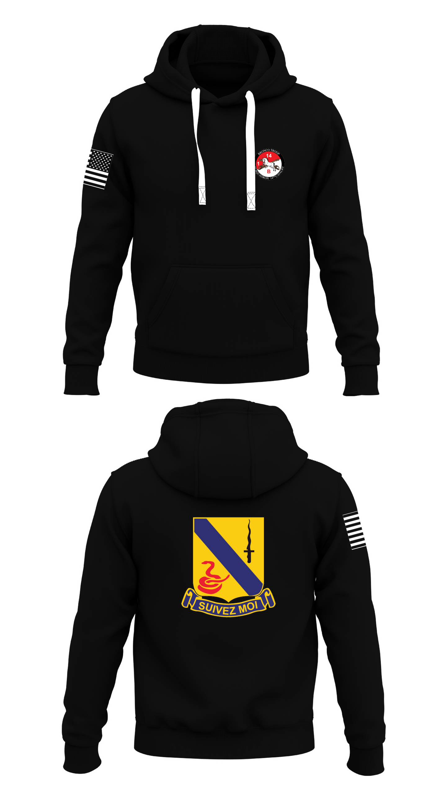Bronco Troop, 1-14 Cav Store 1  Core Men's Hooded Performance Sweatshirt - 64020452291