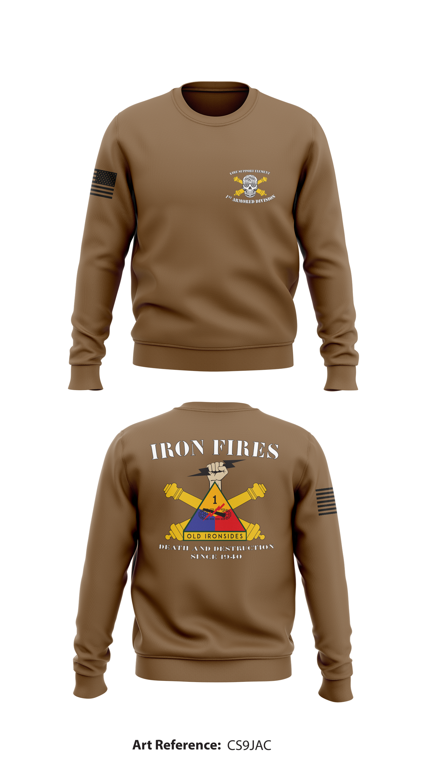 1st Armored Division Fire Support Element Store 1 Core Men's Crewneck Performance Sweatshirt - Cs9jaC