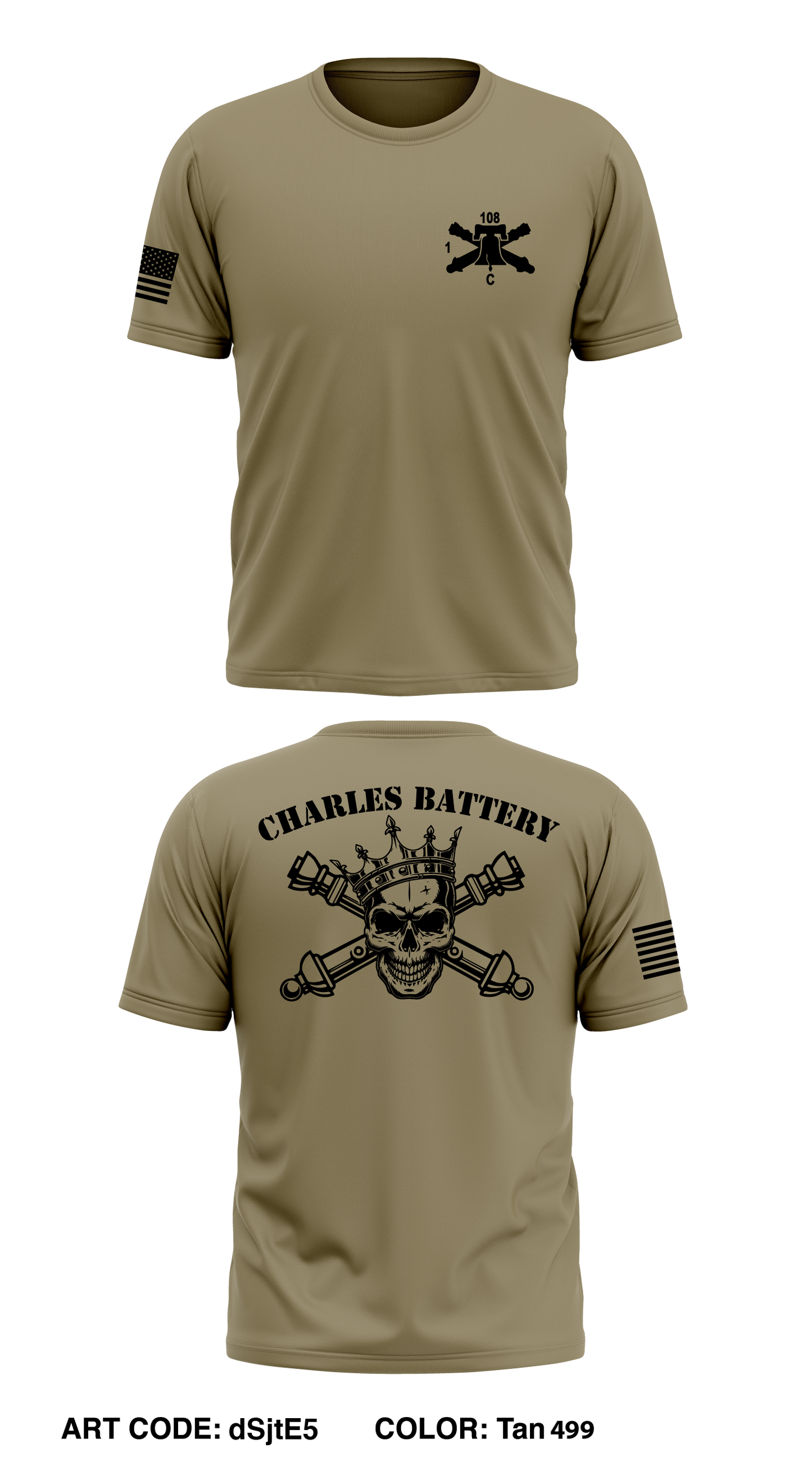 C BTRY 1/108 FA Store 1 Core Men's SS Performance Tee - dSjtE5