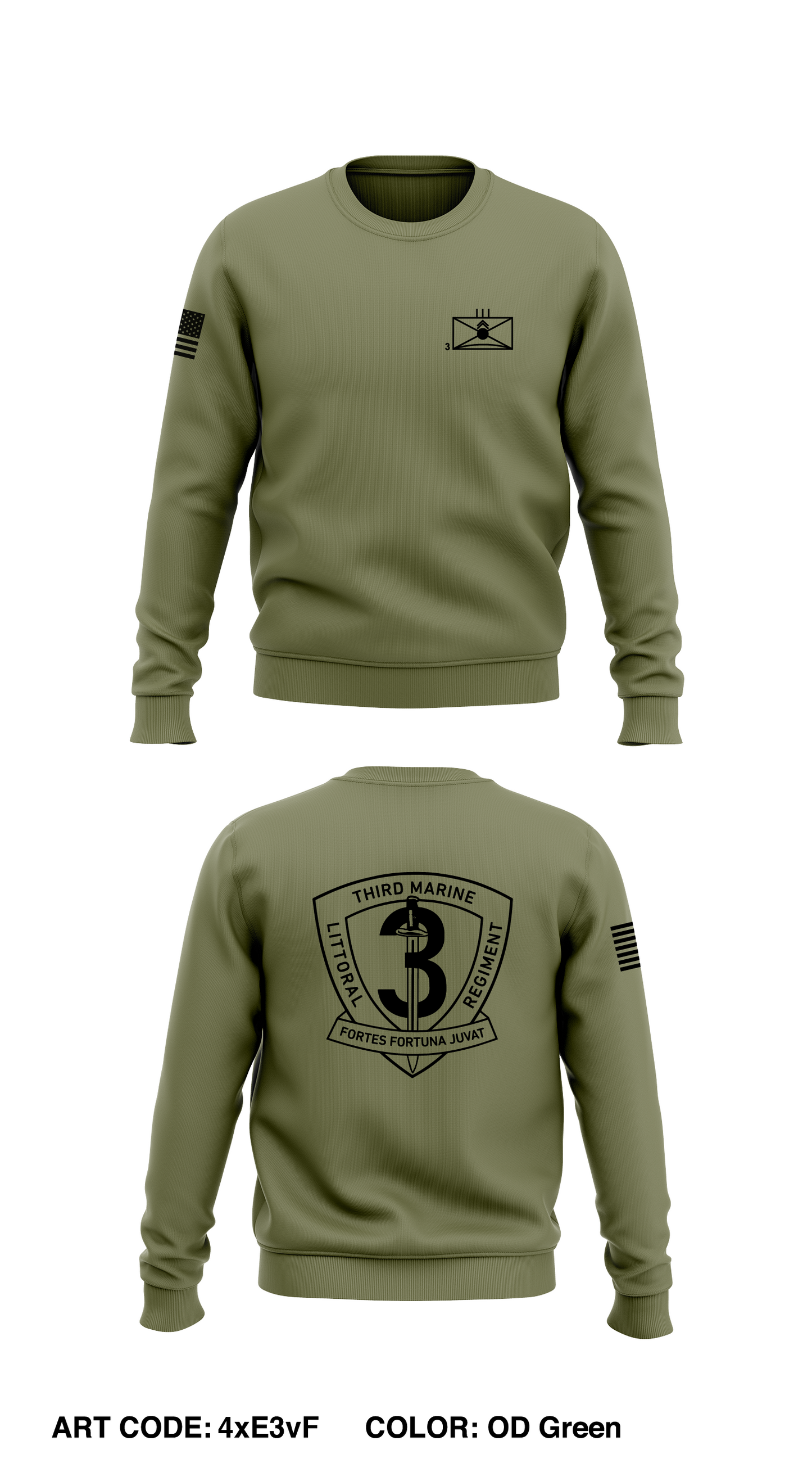 3D Marine Littoral Regiment Core Men's Crewneck Performance Sweatshirt - 4xE3vF