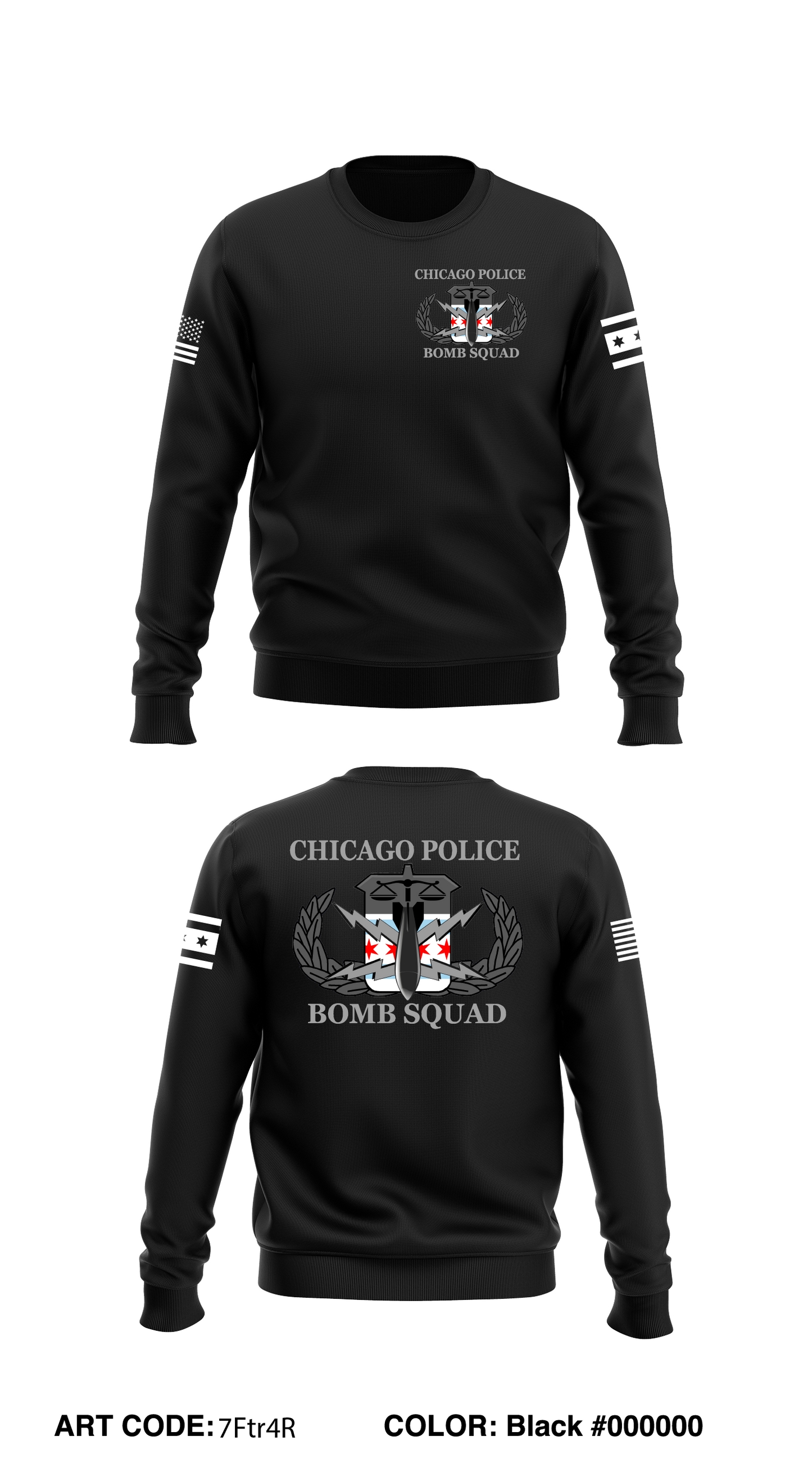 Chicago Bomb Squad Store 1 Core Men's Crewneck Performance Sweatshirt - 7Ftr4R