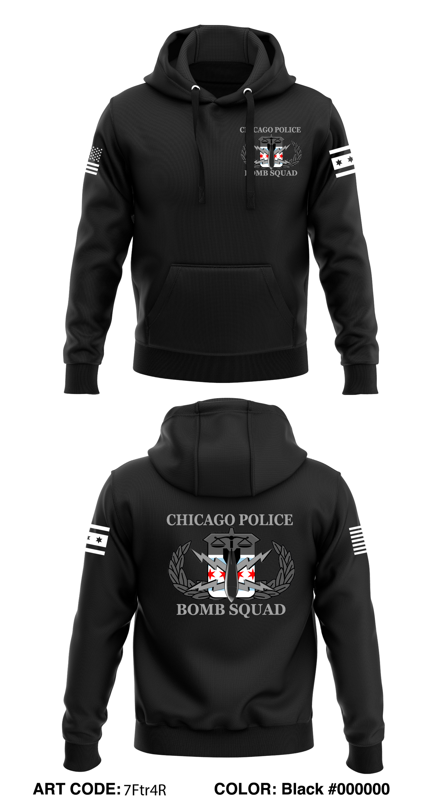 Chicago Bomb Squad Store 1 Core Men's Hooded Performance Sweatshirt - 7Ftr4R