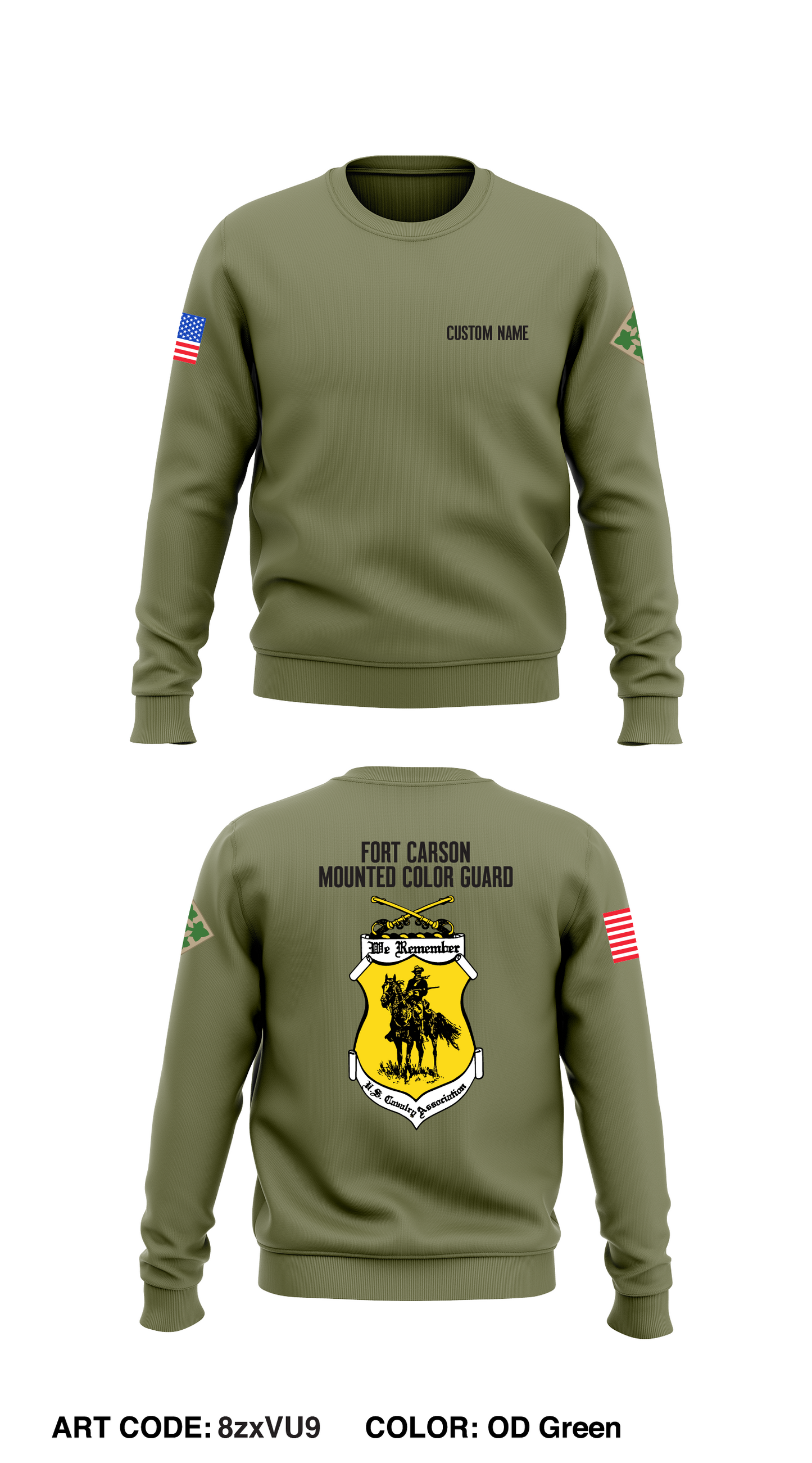 CUSTOM Fort Carson Mounted Color Guard Store 1 Core Men's Crewneck Performance Sweatshirt - 8zxVU9