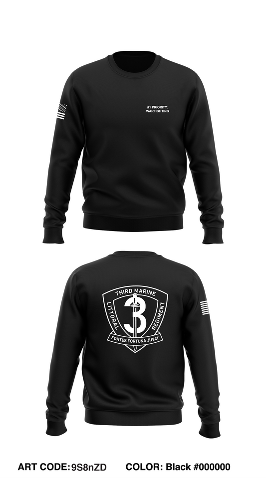 3D Marine Littoral Regiment Core Men's Crewneck Performance Sweatshirt - 9S8nZD