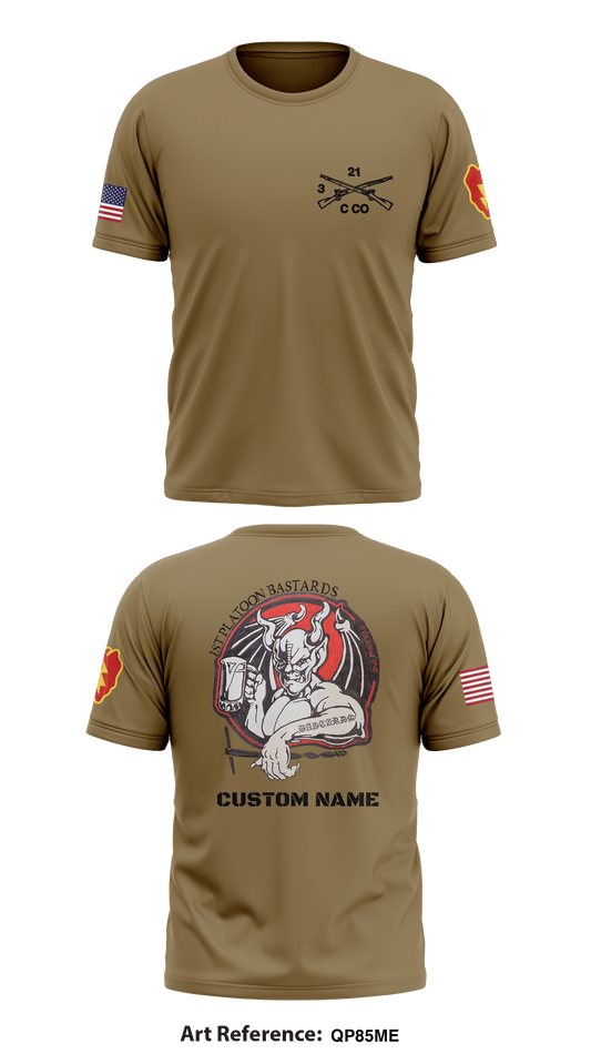 CUSTOM Charlie Company, 3-21 Infantry Store 1 Core Men's SS Performance Tee - Qp85Me