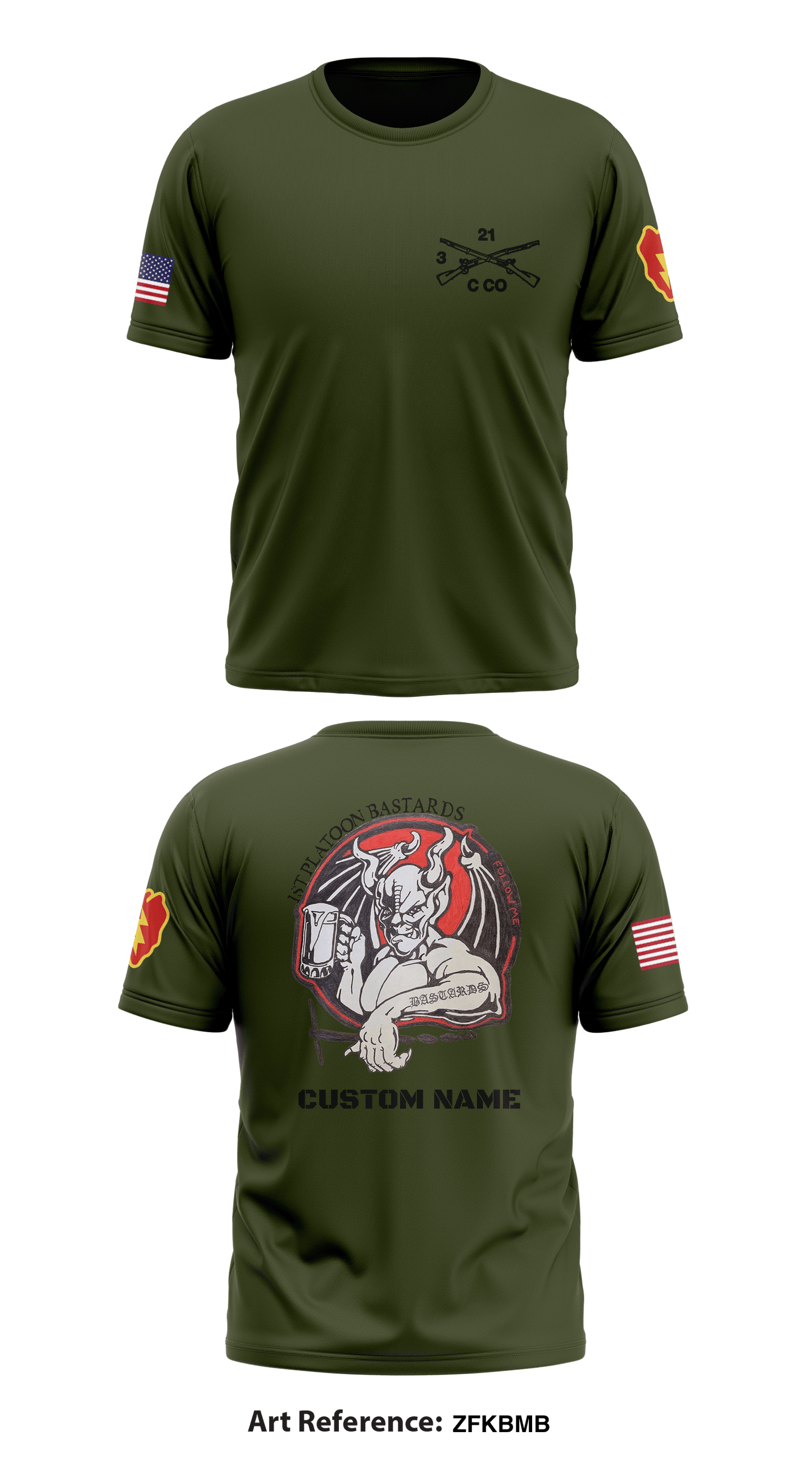Charlie Company, 3-21 Infantry Store 1 Core Men's SS Performance Tee - ZFkbMb