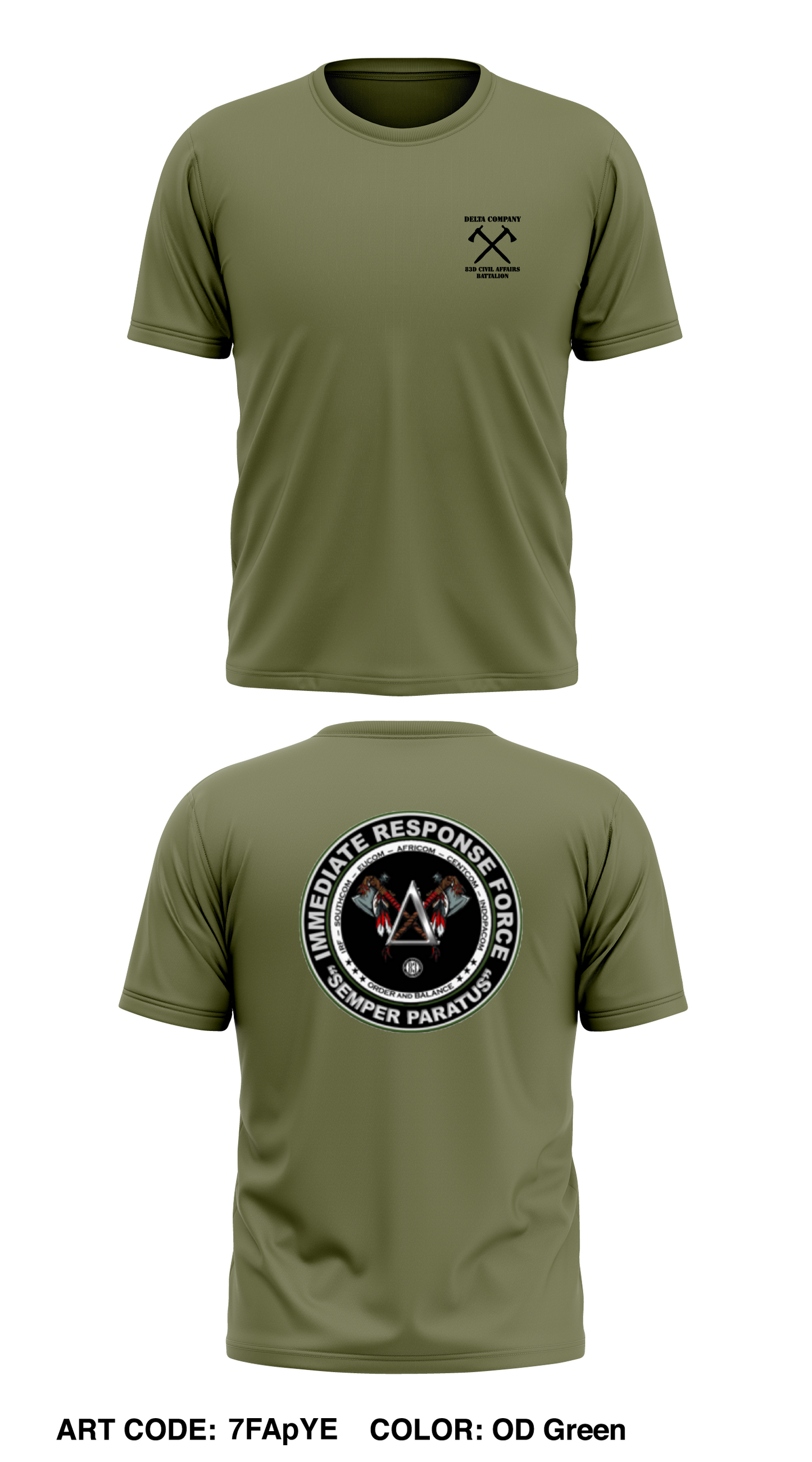D Co, 83d Civil Affairs BN Store 1 Core Men's SS Performance Tee - 7FApYE